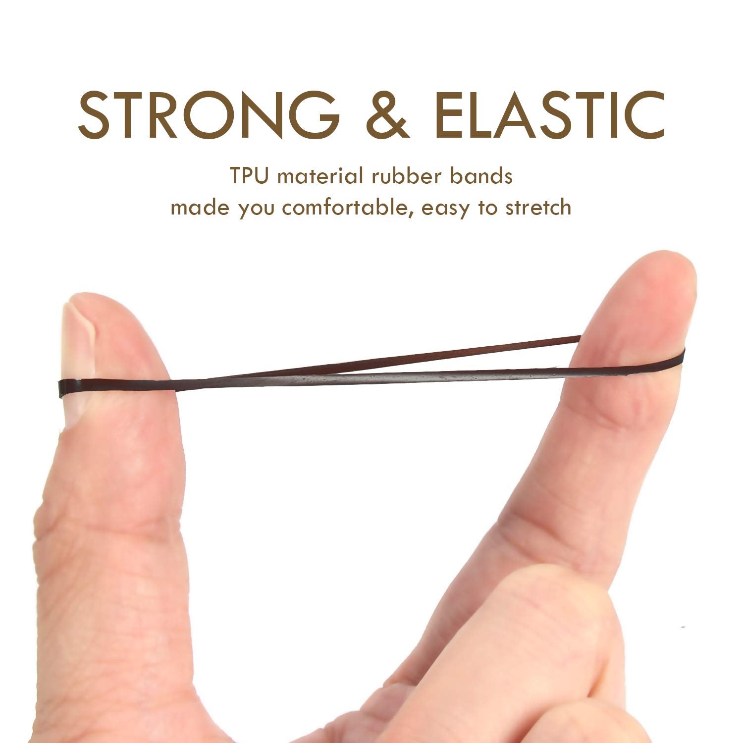 Hoyols Small Hair Elastics Brown, Premium Plastic Girls Hair Ties Strong Flexible Rubber Bands Tiny Mini Polybands Hair Bands Fo