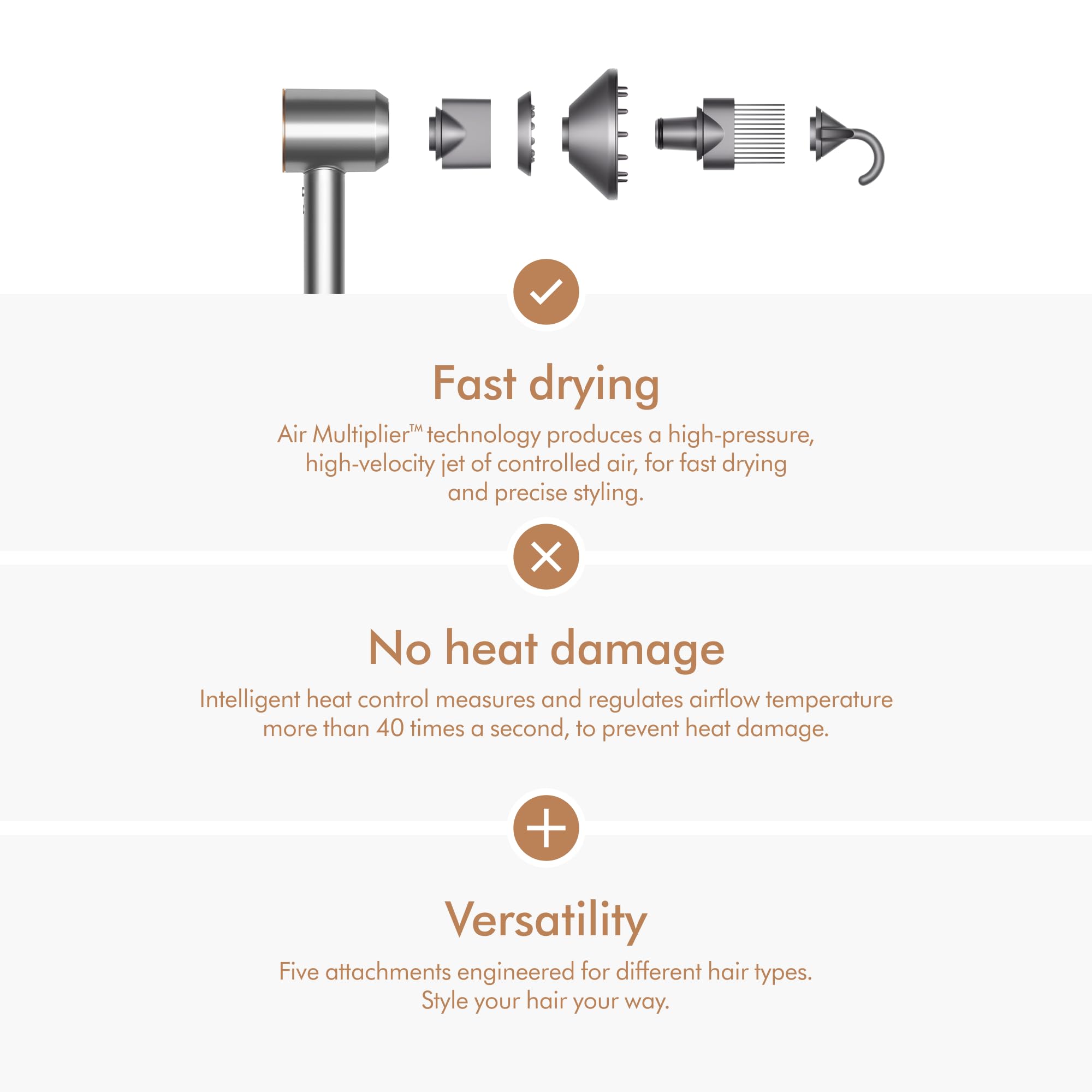 Dyson Supersonic Hair Dryer, Nickel/Copper