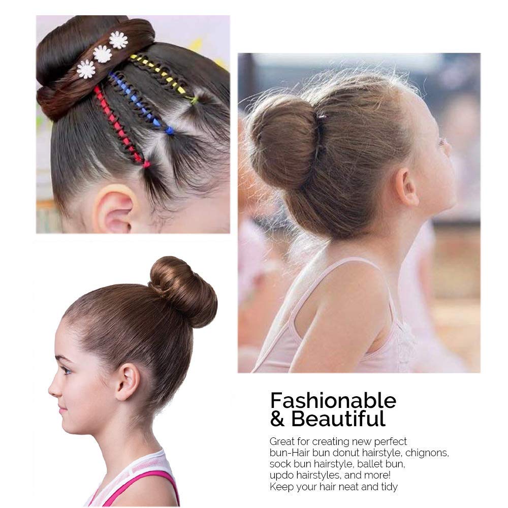Hair Donut Bun Maker, Ring Style Bun, 2PCS Chignon Hair Medium Doughnut Shaper for Short and Thin Hair (Medium, 3 Inch/Black)
