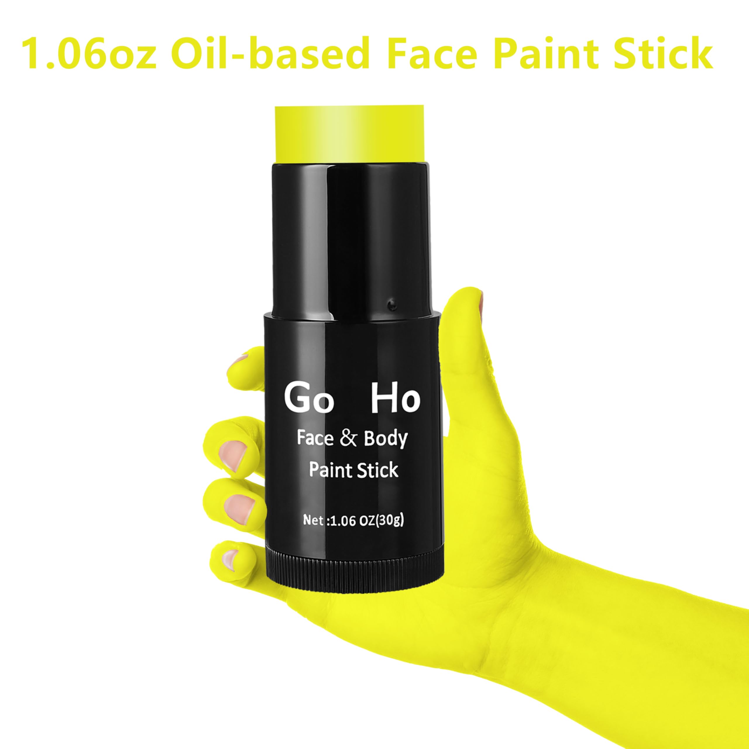 Go Ho Cream-Blendable Lemon Yellow Face Paint Stick (1.06 Oz),Full-Coverage Lemon Yellow Body Paint Stick For Adults Children Ha