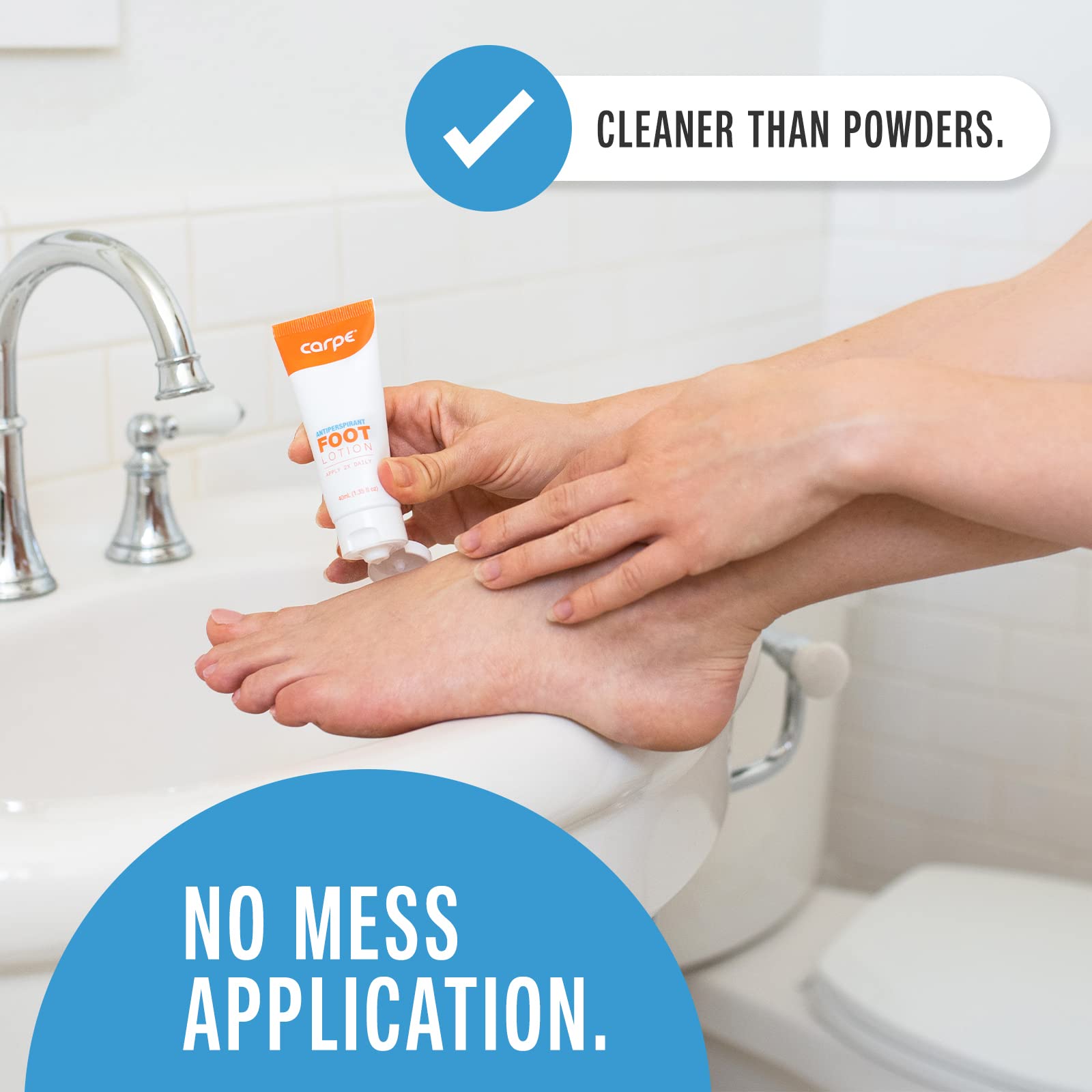 carpe Antiperspirant Foot Lotion WITH APPLIcATOR, A dermatologist-recommended solution to stop sweaty, smelly feet, Helps preven