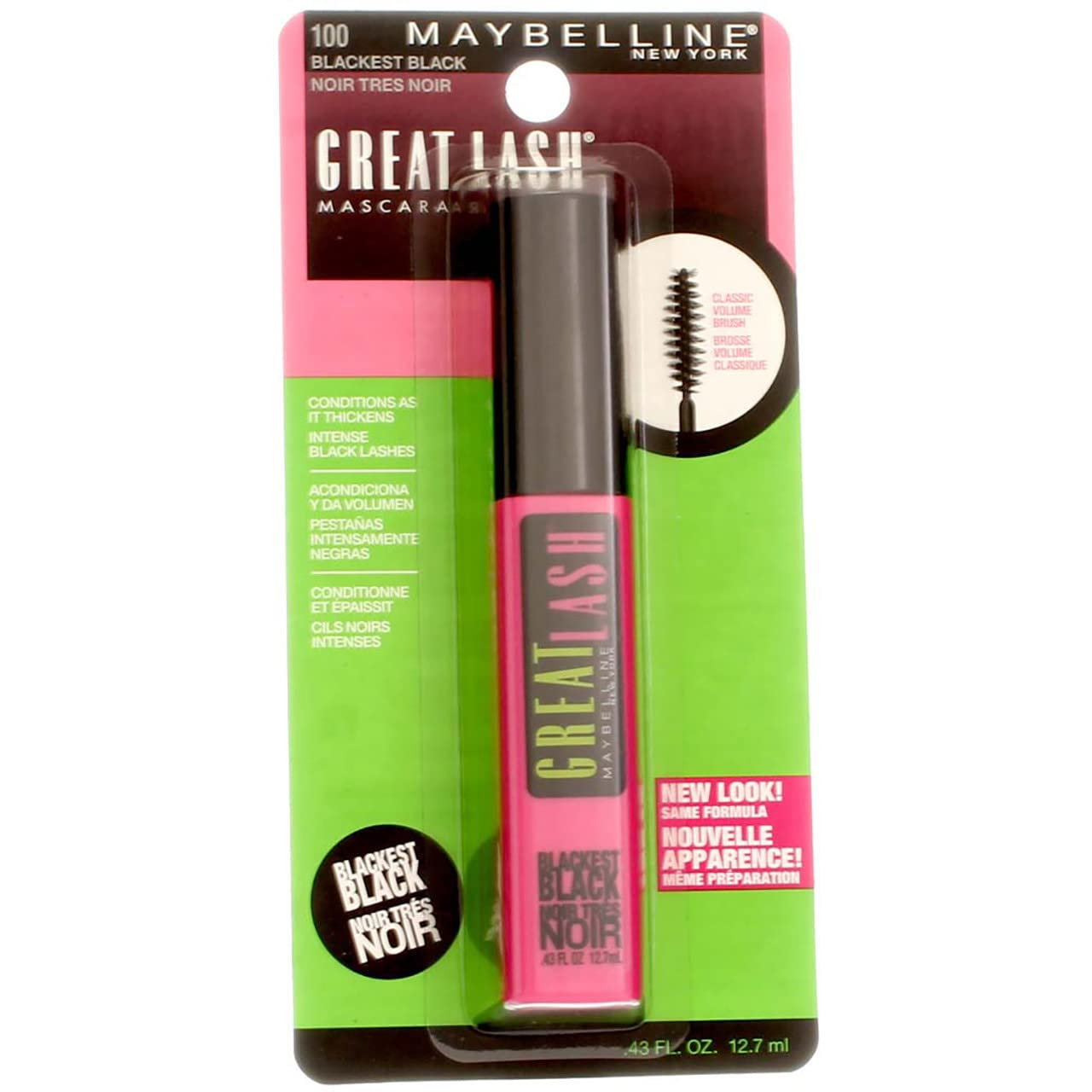 Maybelline Great Lash Washable Mascara, Blackest Black [100], 1 ea (Pack of 9)