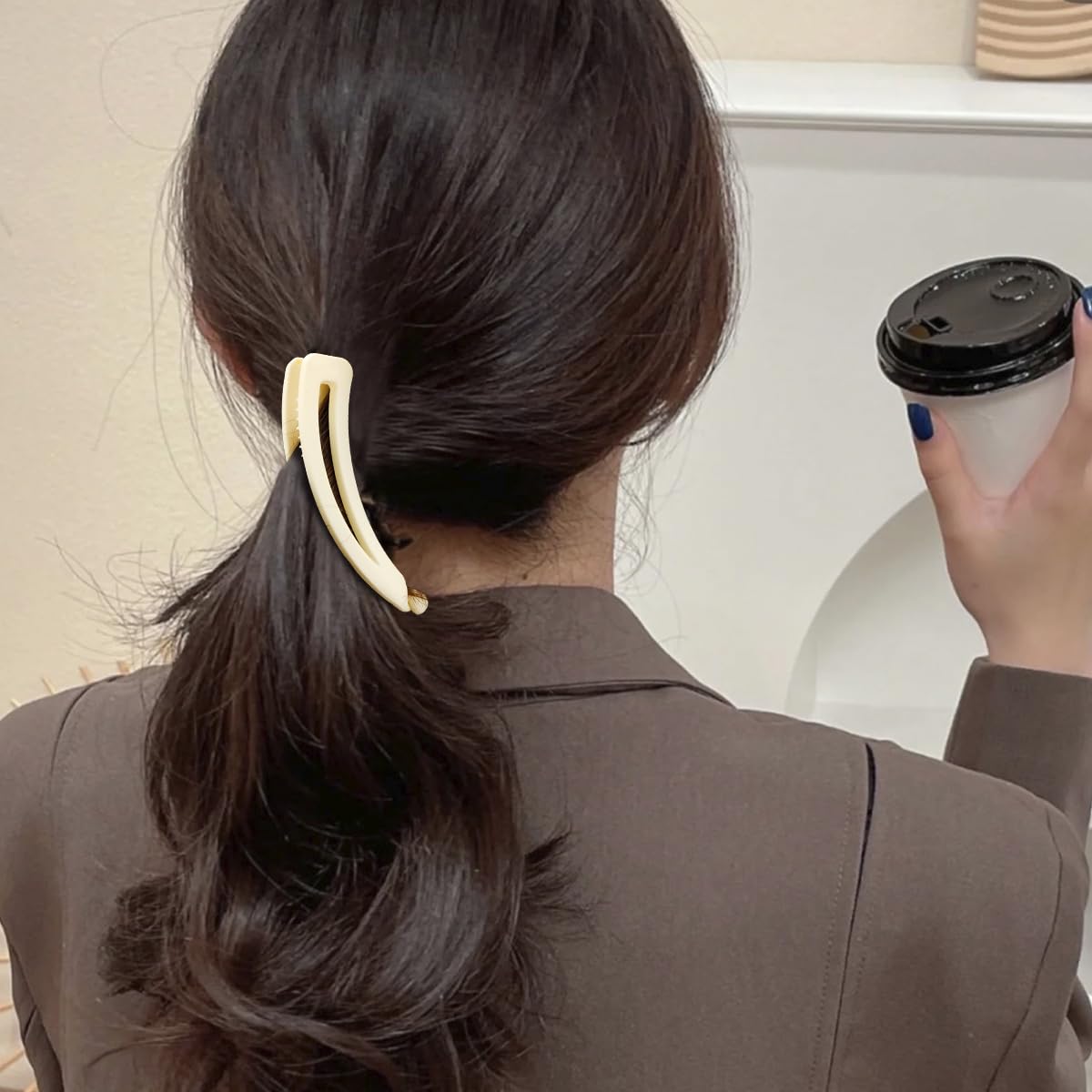 Hapdoo 6Pcs Flower Hollowed-Out Banana Hair Clips For Medium Hair, Matte Strong Hold Ponytail Bun Holder, Hair Jaw Clips Barrett