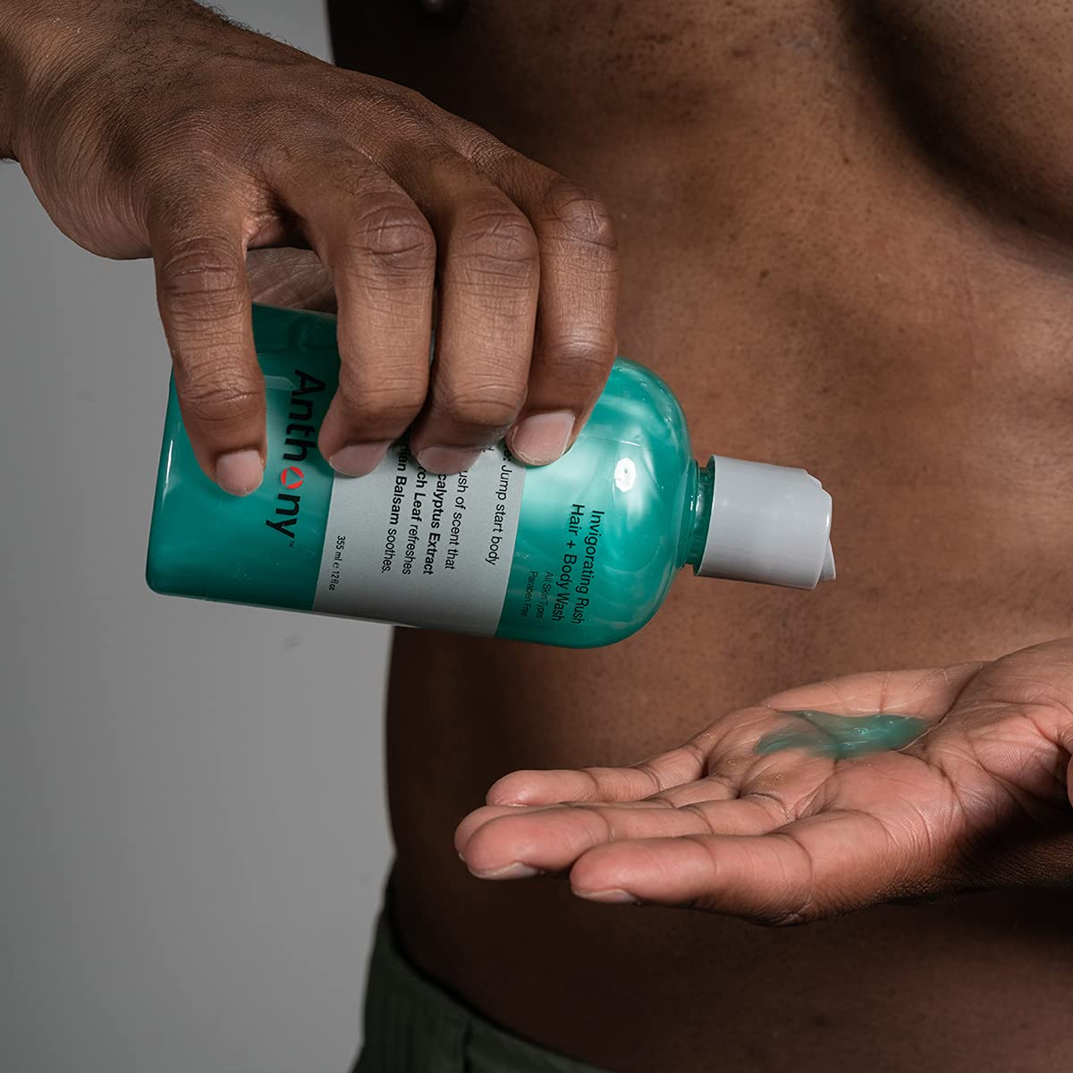 Anthony Mens Body Wash and Shampoo: Invigorating Rush 2-In-1 Liquid Gel Soap & Hair Shampoo - Pine Wood Scent Contains Eucalyptu