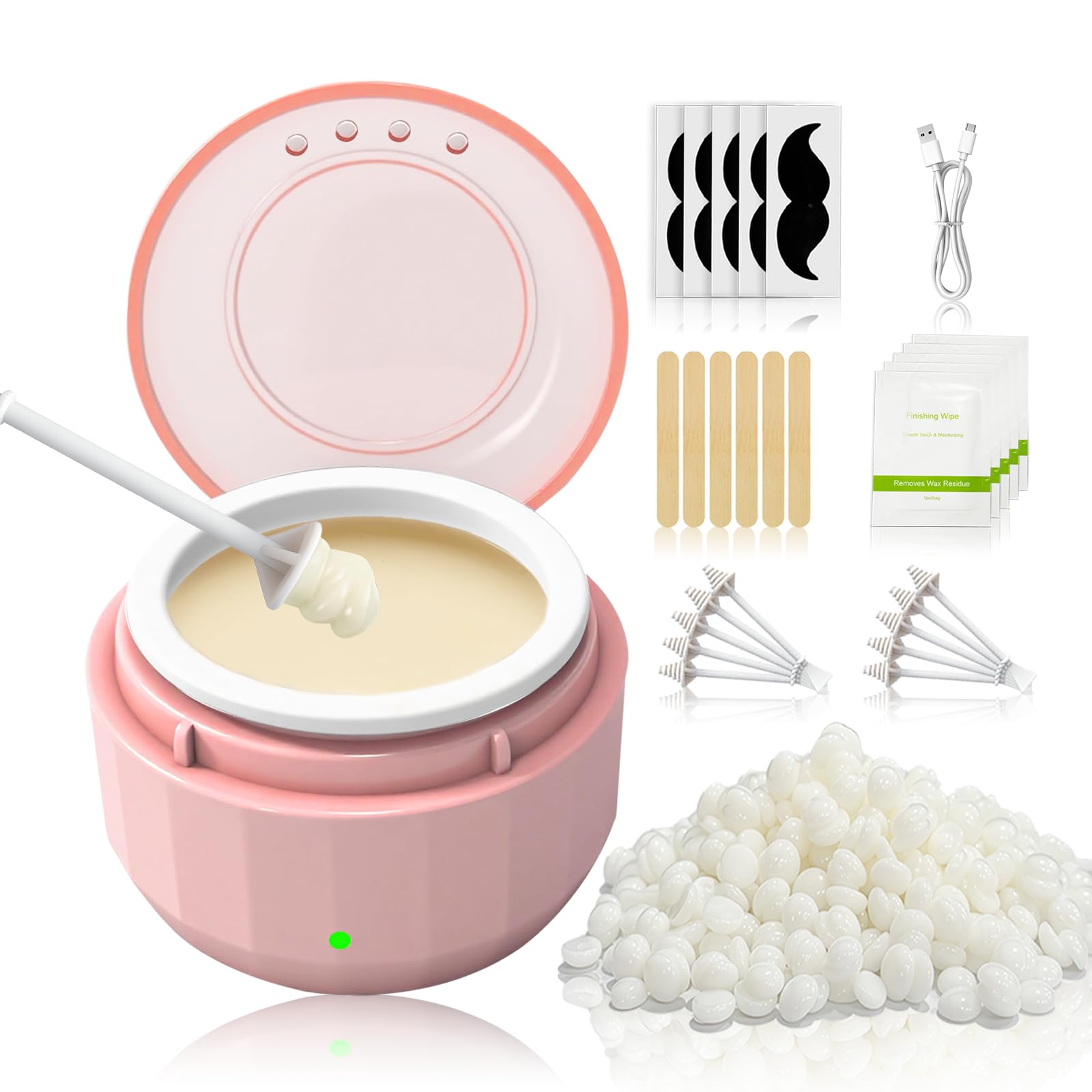 Mini Nose Hair Waxing Kit for Women & Men, Portable USBC Nose Wax Kit with 50g Beads and 10 Sticks, Multifunctional Wax Melt W