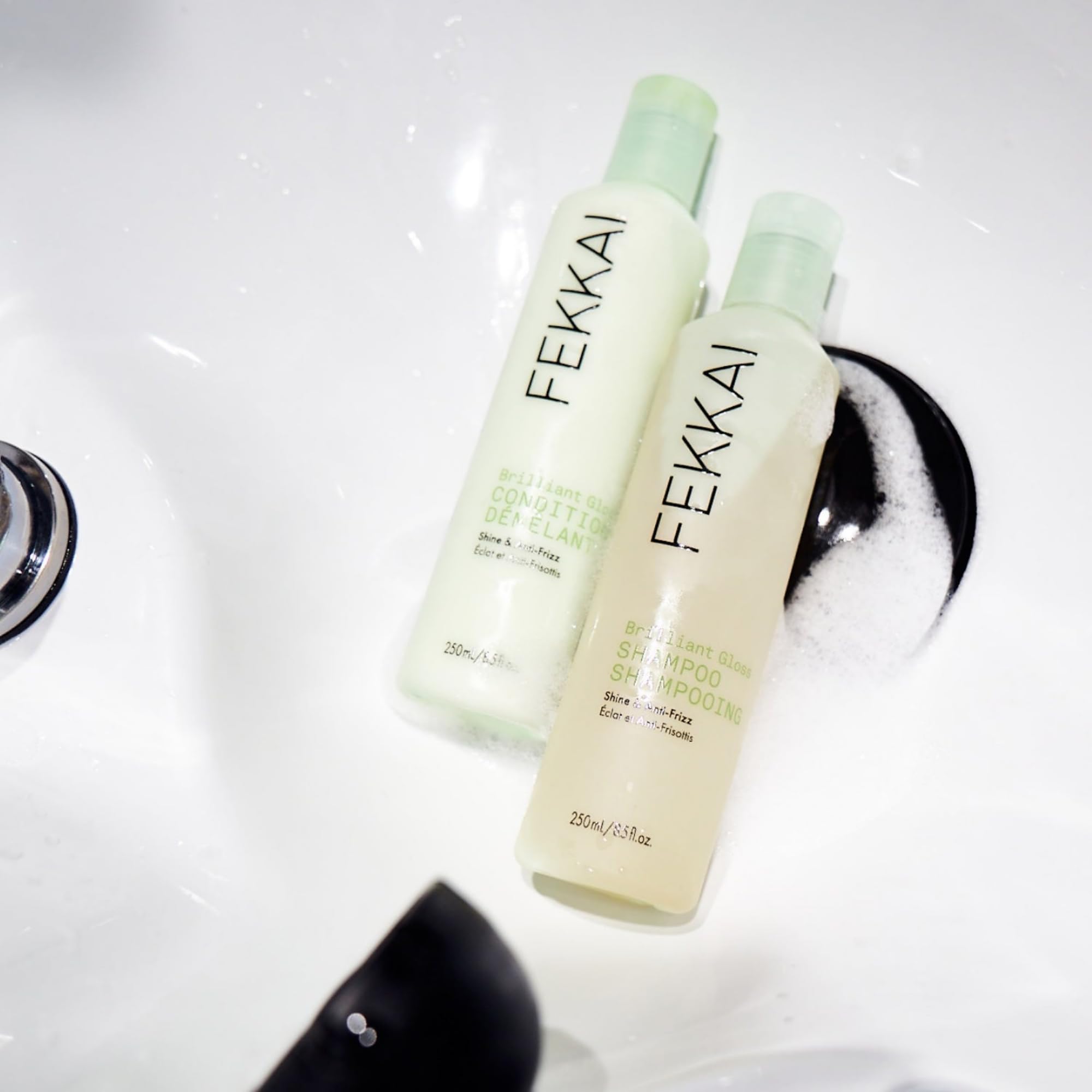 FEKKAI Brilliant Gloss Shampoo (2 oz) + Conditioner (2 oz) - Transforms Hair with 4X Shine - Free of Sulfates, Parabens, Phthala
