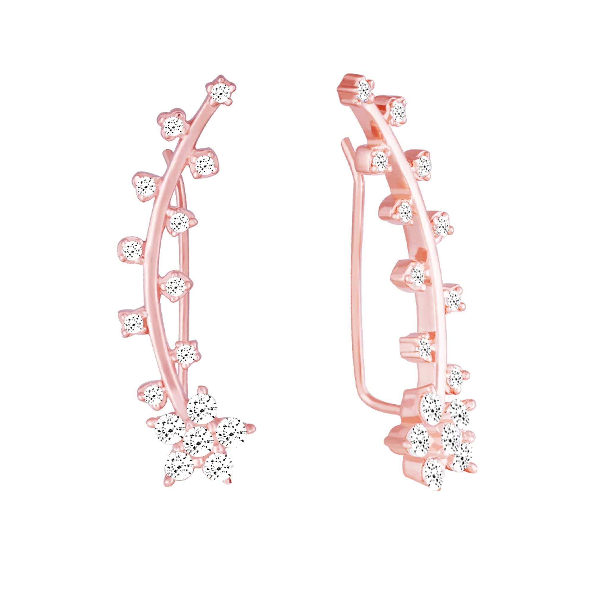 Giva 925 Silver Rose Gold Floral Branch Ear Cuffs | Gifts For Girlfriend, Gifts For Women And Girls |With Certificate Of Authent
