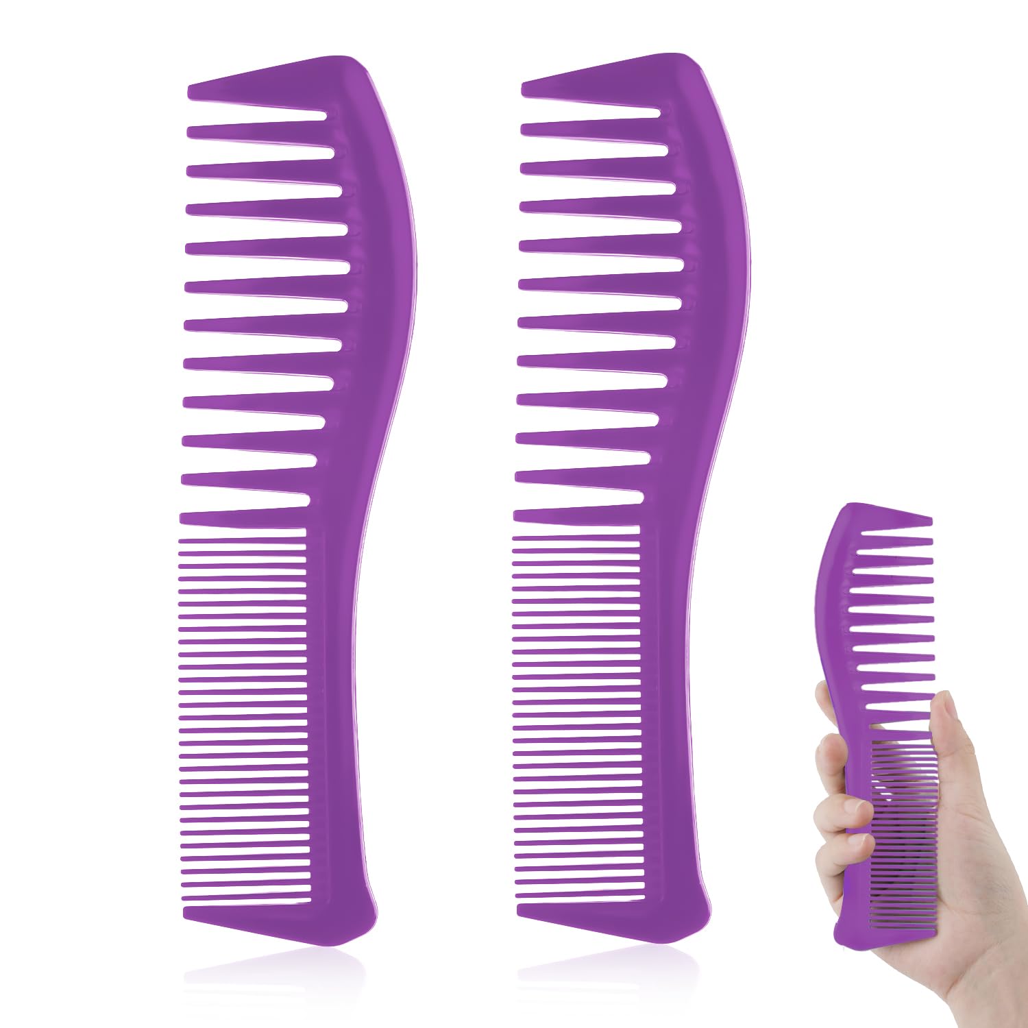 2pcs Hair Combs, Plastic Hairstyle Comb Large Tooth&Fine Tooth Comb Barber Comb for Men Women Combing Hairstyling Trimming Cutti