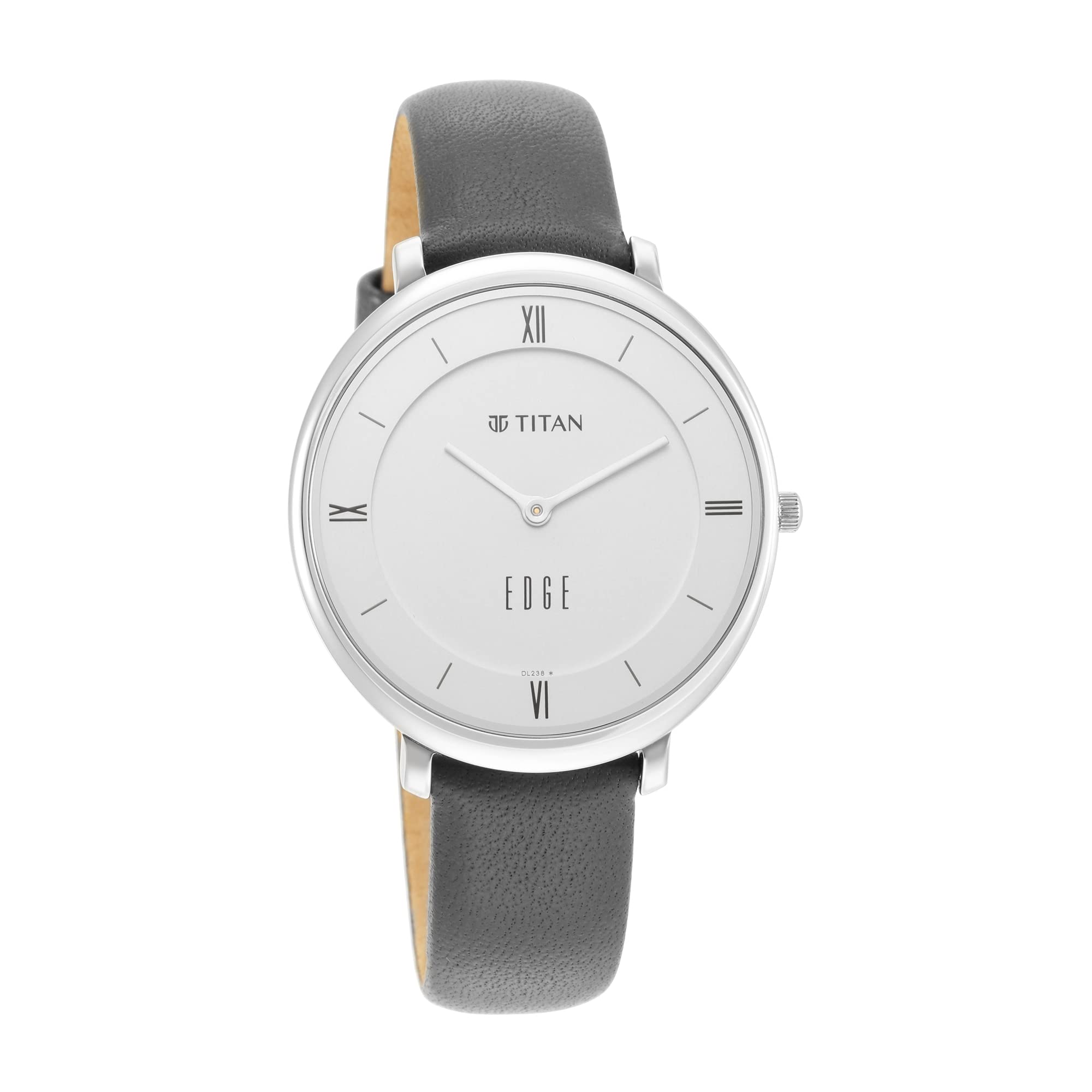 Titan Edge Analogue Black Dial Leather Strap Watch For Women-Ns2655Sl01, Black Strap