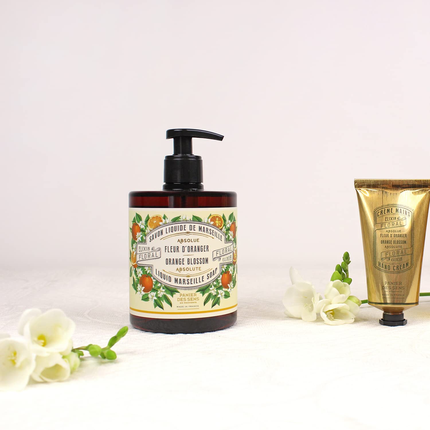 Panier des Sens Marseille Liquid Hand Soap - Orange Blossom, 16.9 Fl Oz, Moisturizing with Coconut Oil, 96% Natural Ingredients