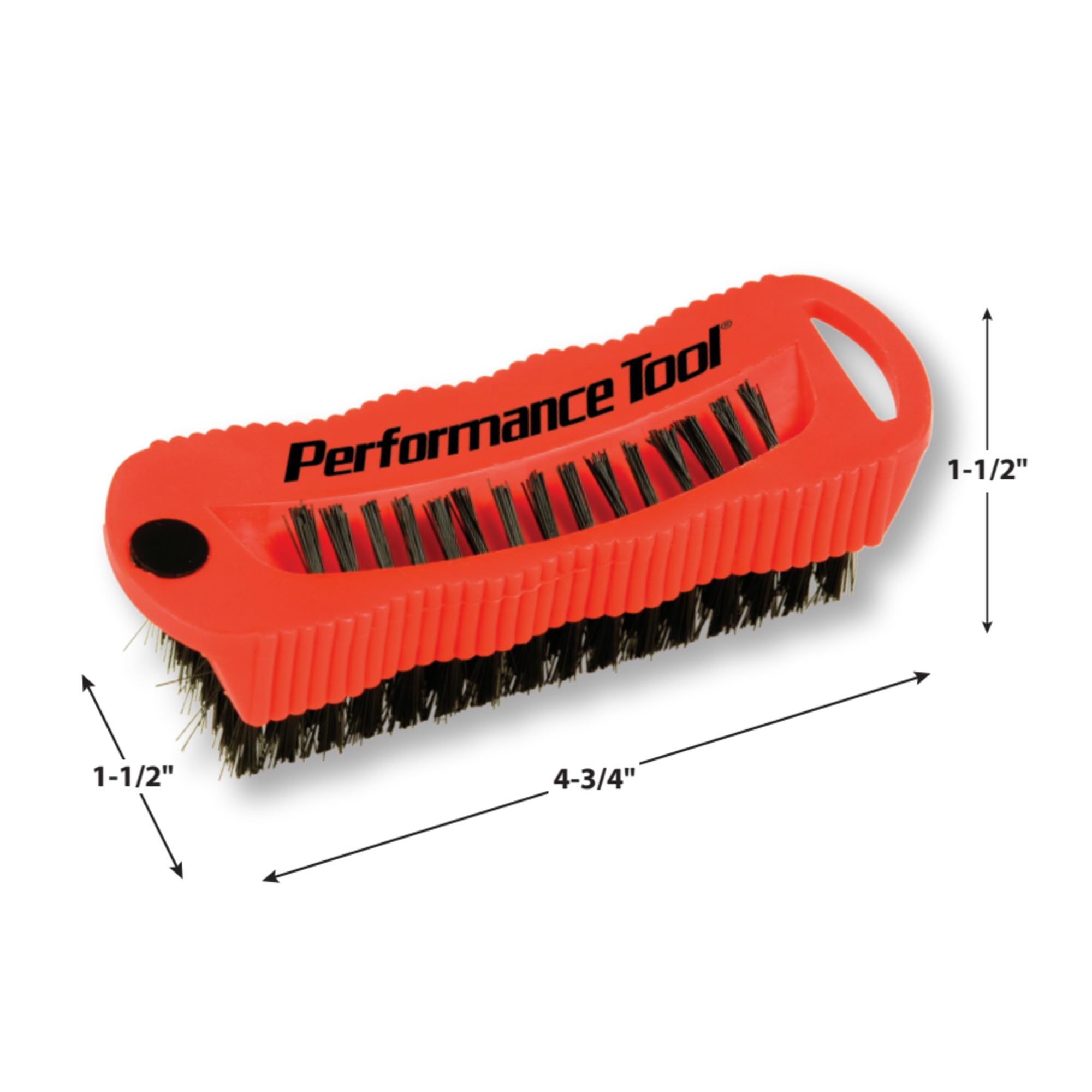 Performance Tool W9163 Utility Fingernail Brush - Black Nylon Bristle Scrub Brush with Magnet
