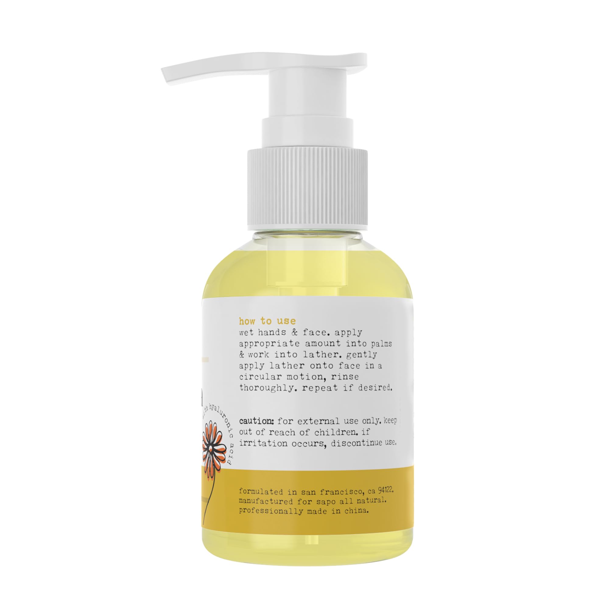 Sapo All Natural Calendula Face Cleanser - A Calming and Soothing Facial Wash that Gently Cleanses Acne, Oily and Sensitive Skin