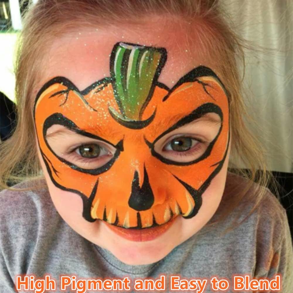 Go Ho Orange Face Paint Washable For Halloween Makeup,Creamy To Gel Water Based Orange Body Paint Full Coverage Forcosplay Sfx C