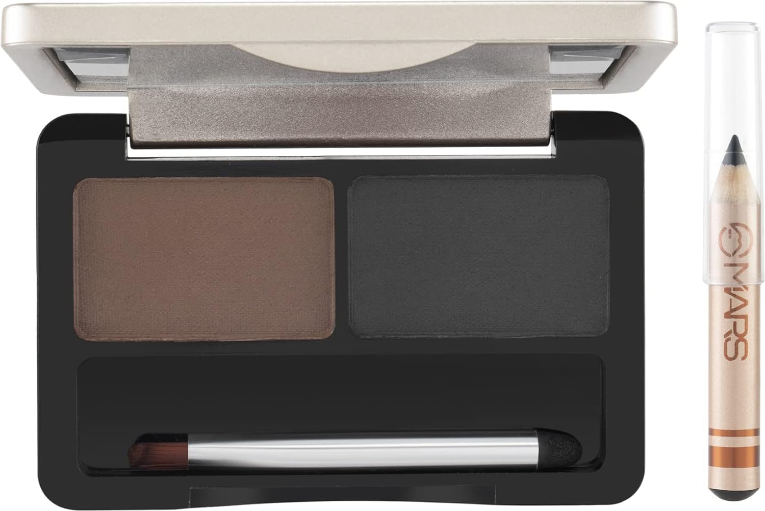Mars The Eyes Kit With Eyebrow Pencil & Enhancer| Dual Powder Palette | Precision Applicator Brush | Complementary Eye Pencil | 