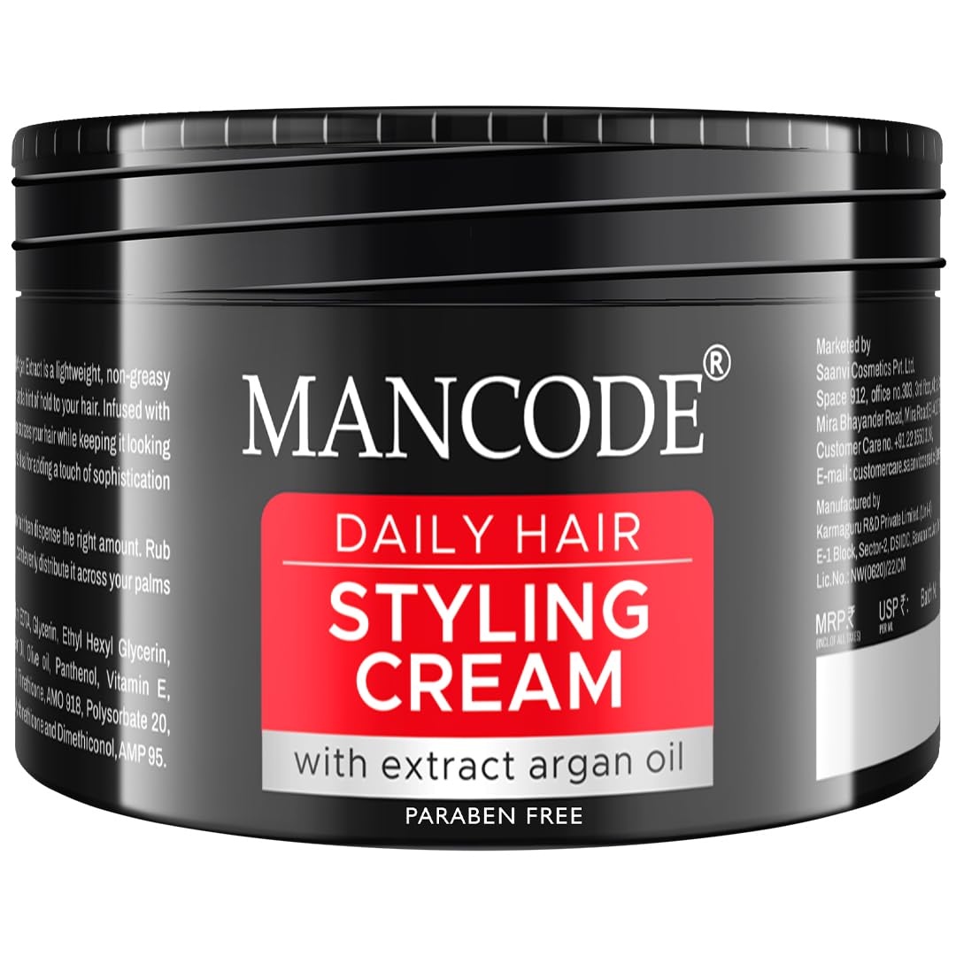 Mancode Hair Styling Cream For Men  100 Gr | For Daily Use Style & Nourishment | NonSticky, NonOily | Paraben & Sulphate Free