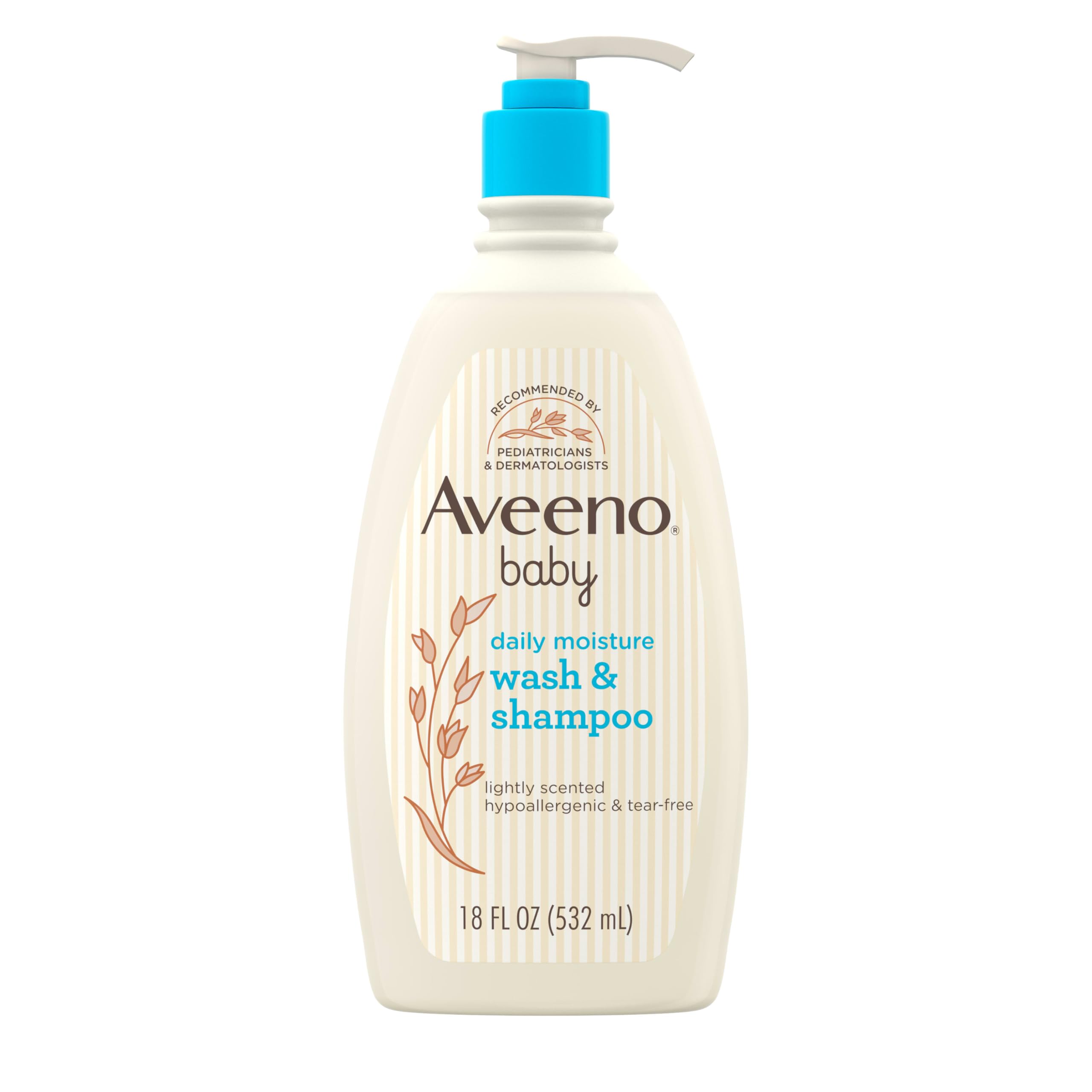 Aveeno Baby Daily Moisture Gentle Body Wash & Shampoo with Oat Extract, 2-in-1 Baby Bath Wash & Hair Shampoo, Tear- & Paraben-Fr