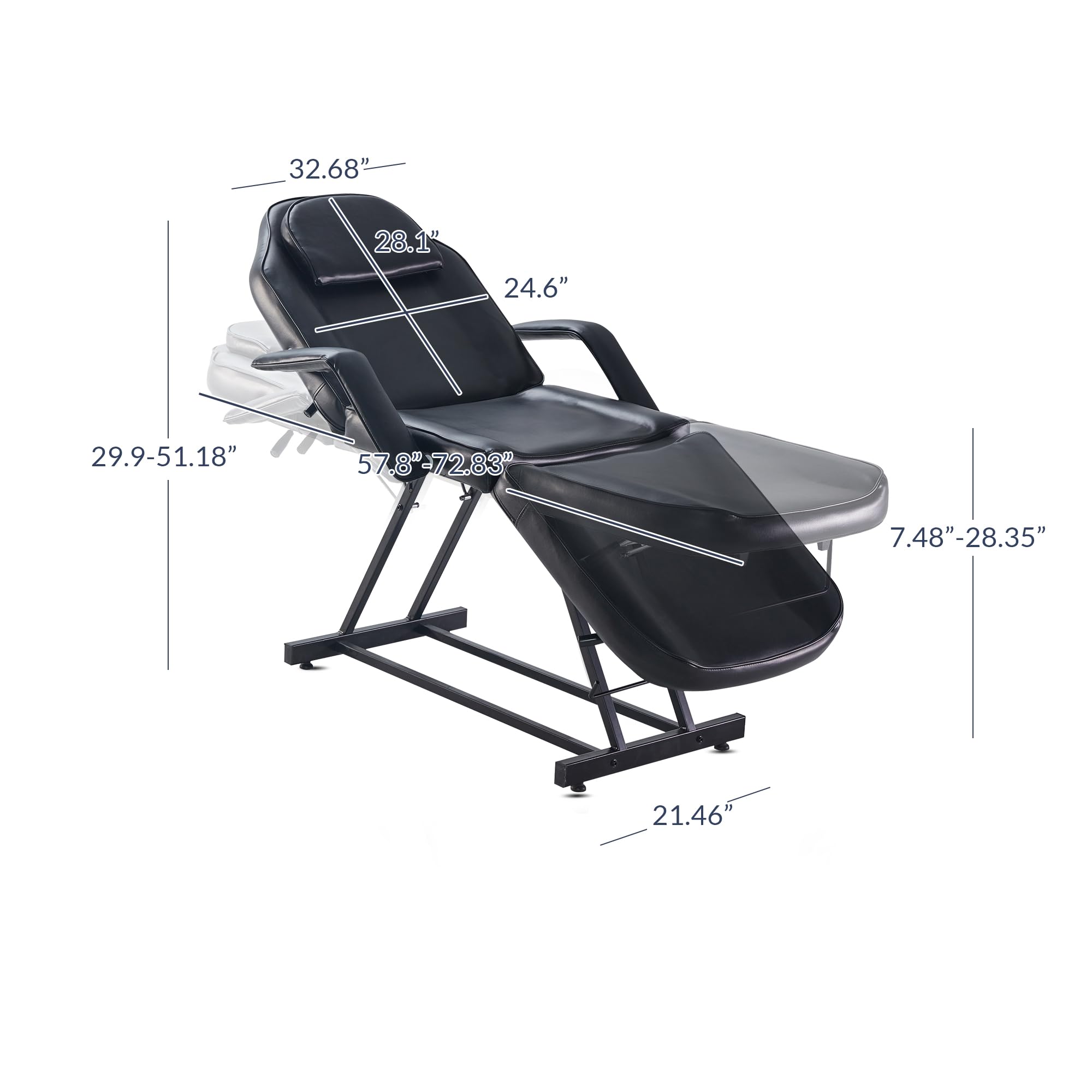 Bellavie Adjustable Table Chair Salon Bed for Professional Massage Facial Lash Beauty Treatment Spa Tattoo Eyelash Microblading