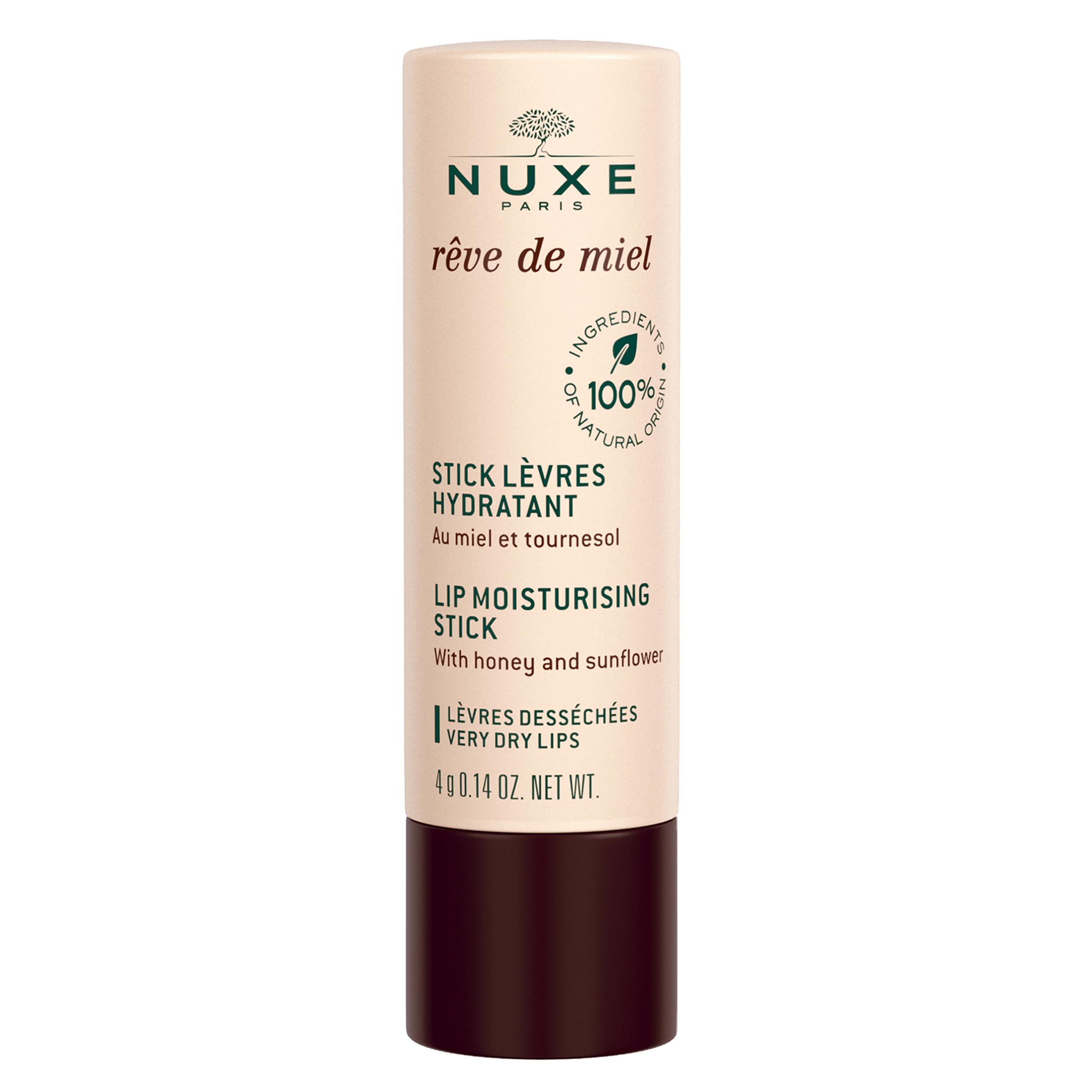 NUXE Rve de Miel Lip Stick - 100% Natural Organic Moisturizer for Cracked & Dry Lips With Shea Butter & Vitamin E, 0.14 Oz