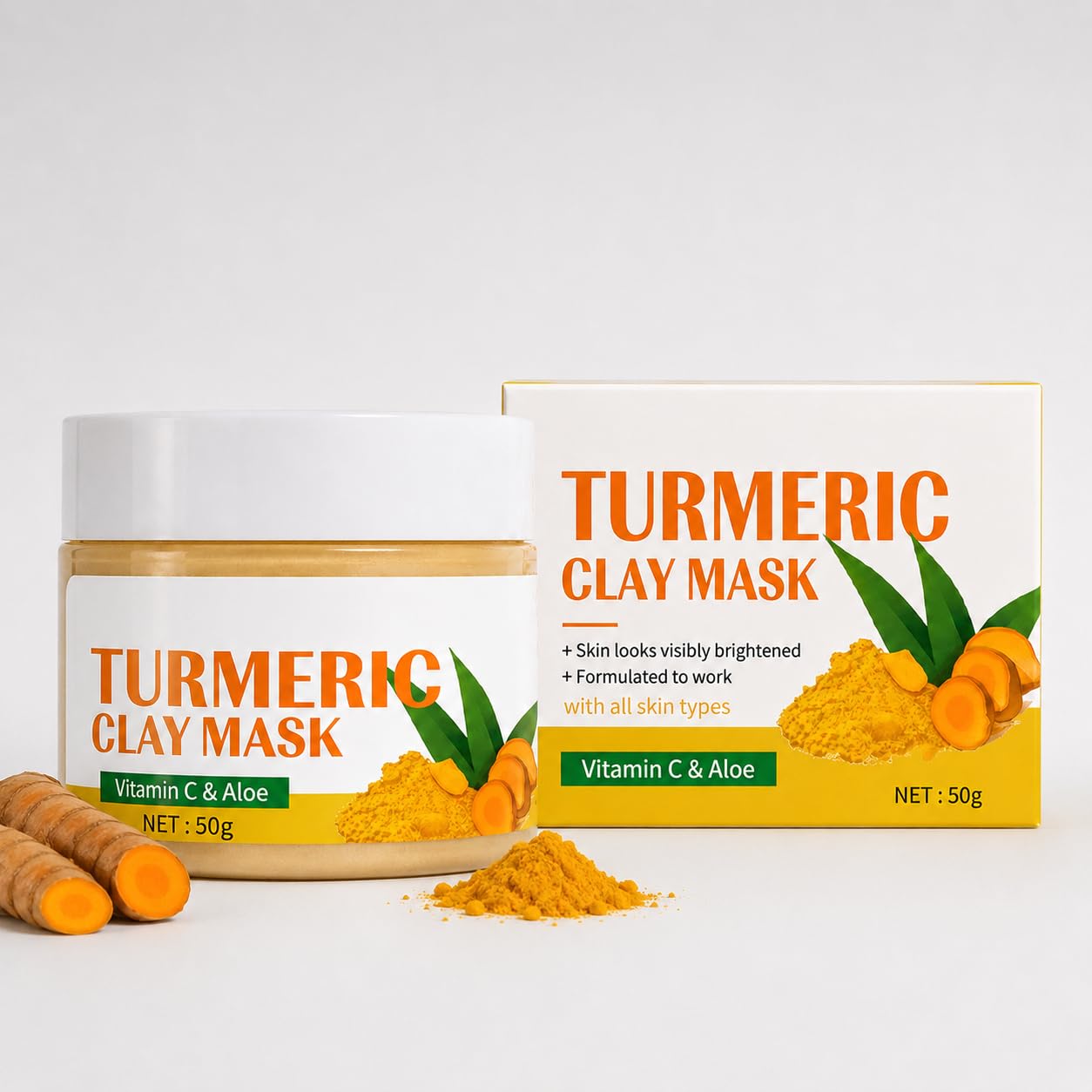 feeling group Turmeric Clay Mask for Face with Vitamin C & Aloe, 50g