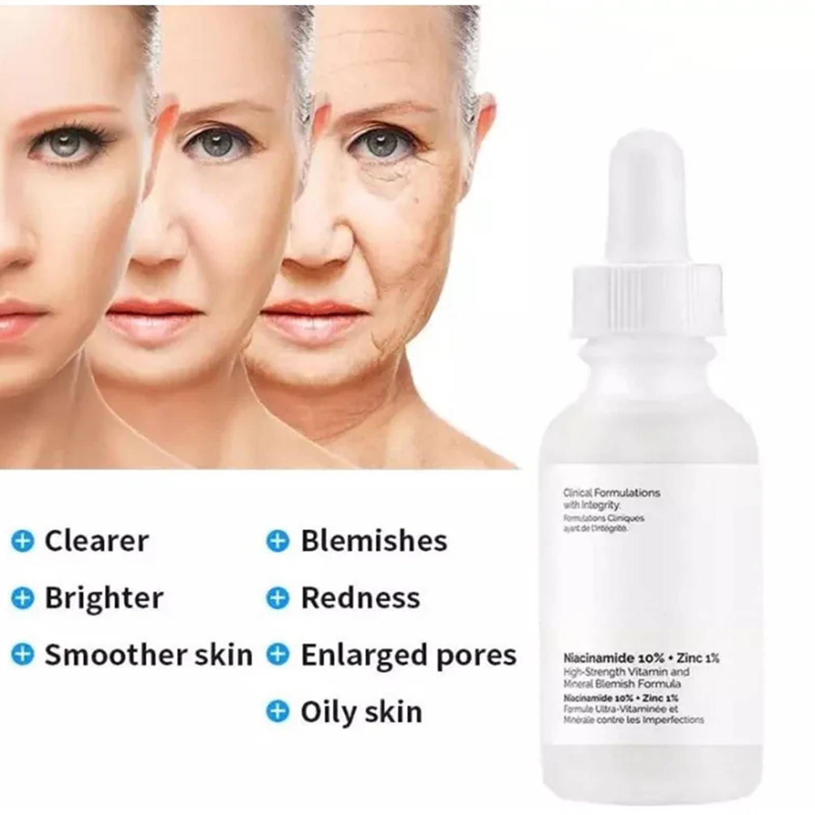 Niacinamide 10% + Zinc 1% Face Serum for Women, 2 PCS Refreshing Niacinamide Serum for Face, Niacinamide Facial Serum For Acne.