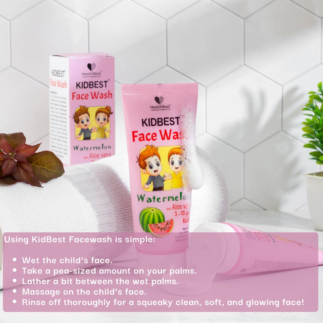 Healthbest Kids Multivitamin Face Wash - Natural, Non-Toxic 100Ml, Organic Watermelon For Normal, Gentle Sensitive & Dry Skin Ty