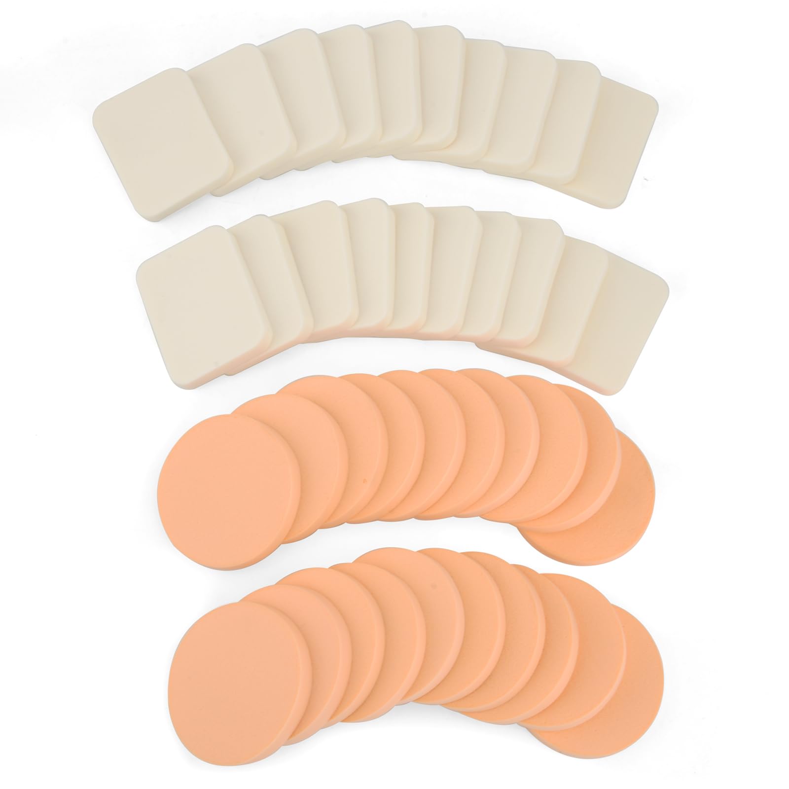 40PCS Round Square Shaped Makeup Blenders Sponges Set, Use for Dry and Wet, Perfect for Full Face Curve Blending, Cream, Liquid,