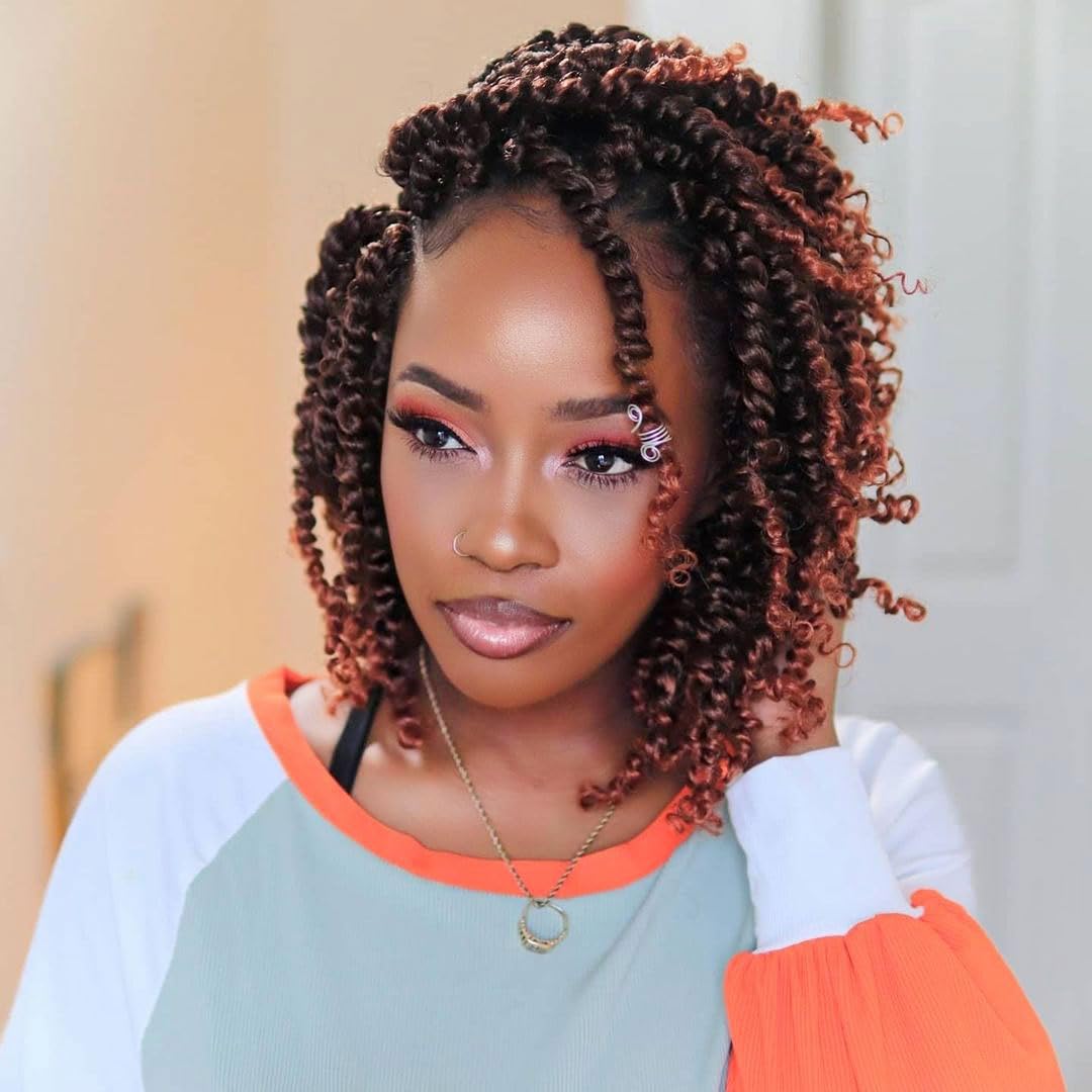 Passion Twist Crochet Hair 8Inch Passion Twist Hair 8 Packs Pre-Twisted Passion Twist Curly Crochet Hair for Black Women (T350-8