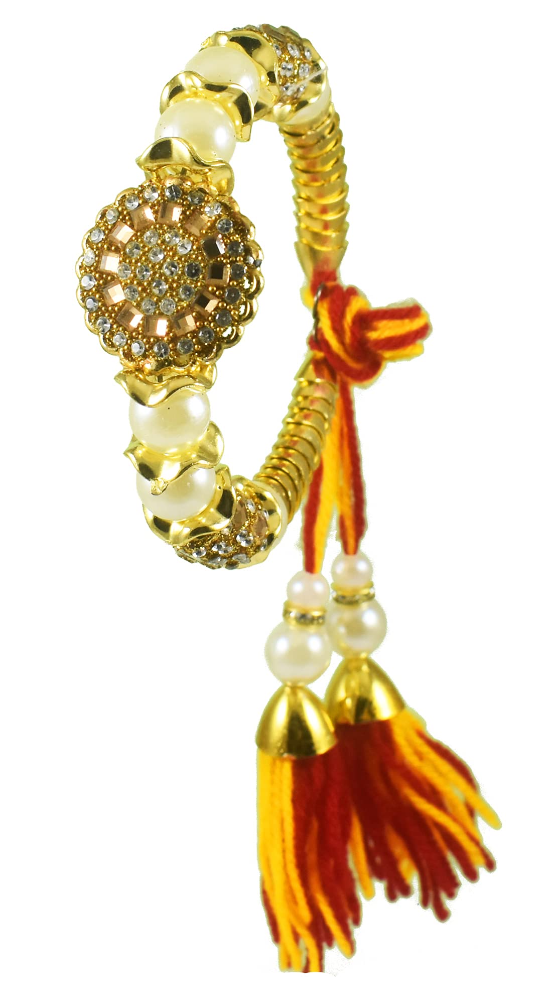 Urvi Creations 1 Pcs Beaded Stone Work Bhabhi Lumba Bangle Rakhi Gift For Rakashabandhan Rakhi Gift For Bhabhi