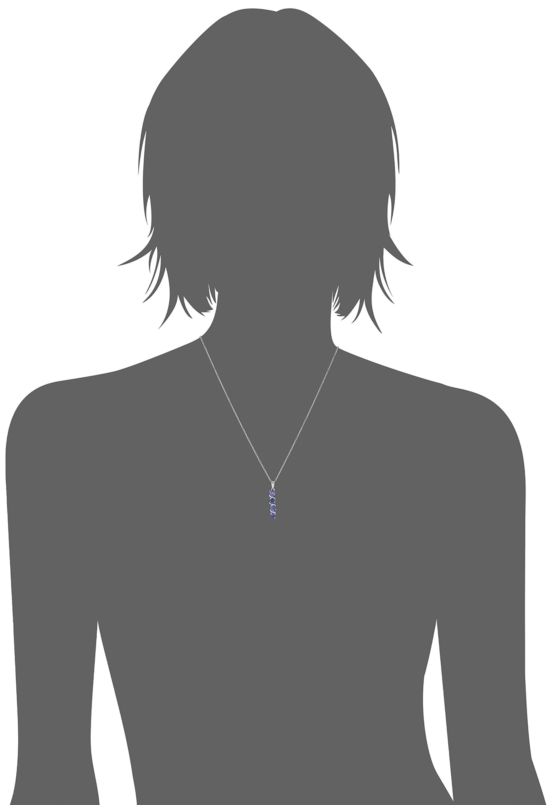 Amazon Essentials womens Sterling Silver Created Alexandrite Sapphire Four Stone Pendant Necklace, 18 (previously Amazon Collect