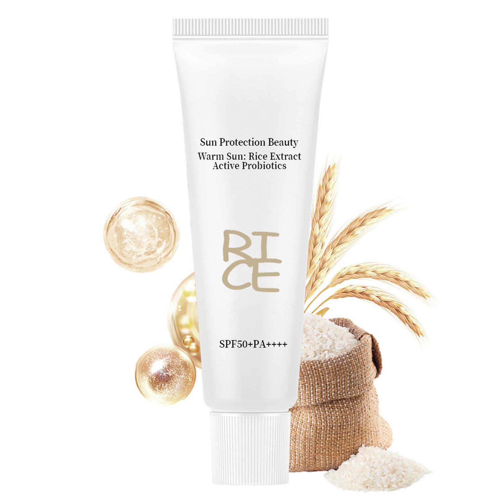 INSEEK Rice Probiotic Sunscreen SPF50+, Broad Spectrum Rice Sunscreen for Face and Body, Protection and UV Defense, Lightweight 