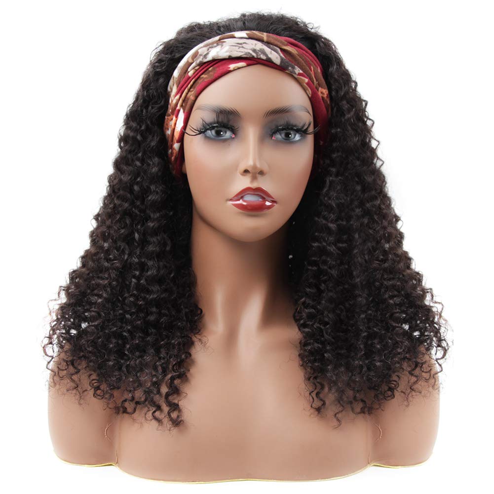 Isee Headband Wig Human Hair Kinky Curly Human Hair Wigs For Black Women Glueless None Lace Front Wigs 180% Density 26Inch