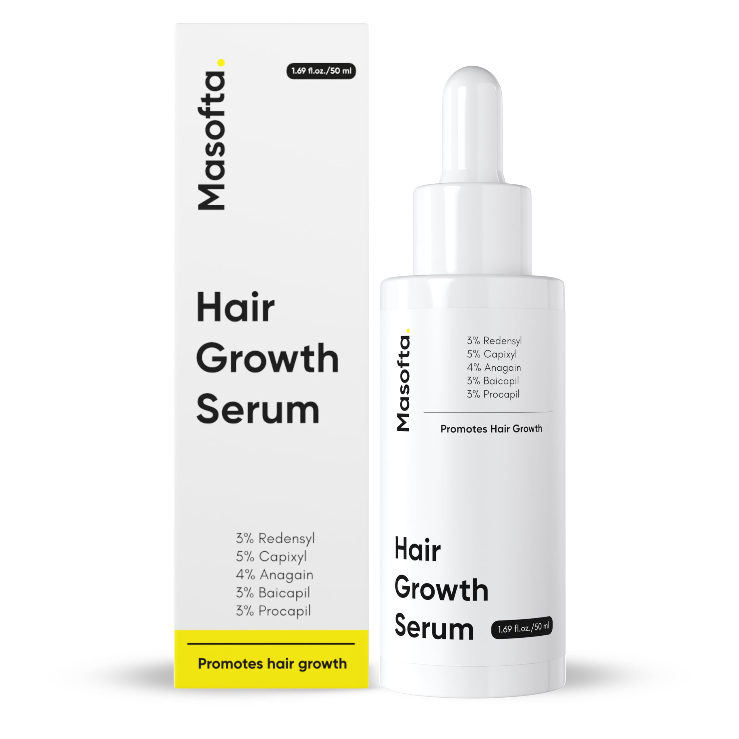 Masofta Hair Growth Serum For Promoting Hair Growth & Controlling Hair Fall With 3% Redensyl, 5% Capixyl, 4% Anagain, 3% Procapi