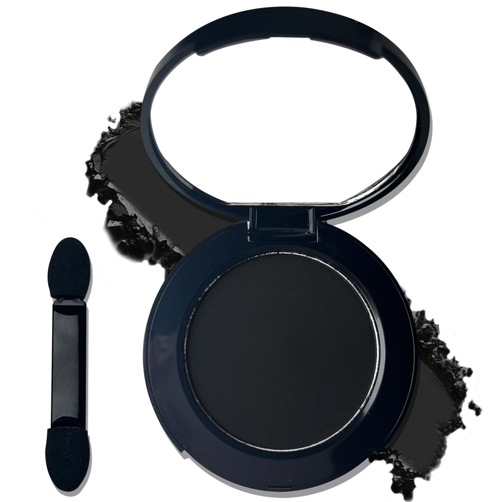 Meicoly Black Eye Shadow With Mirror,Matte Single Eyeshadow For Halloween,Pressed Powder Eyeshadow Makeup,Matte Shade Eyelid Col