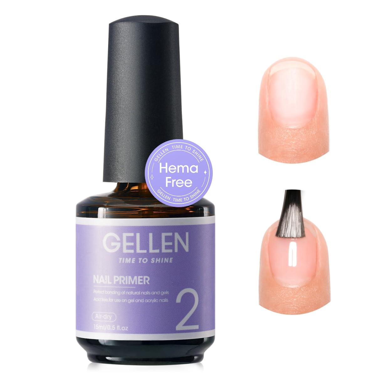 Gellen Nail Primer No Lift 15ml Acid-free Gel Primer Fast Air Dry Superior Protein Nail Prep Bond Foundation for UV Gel Nail Pol
