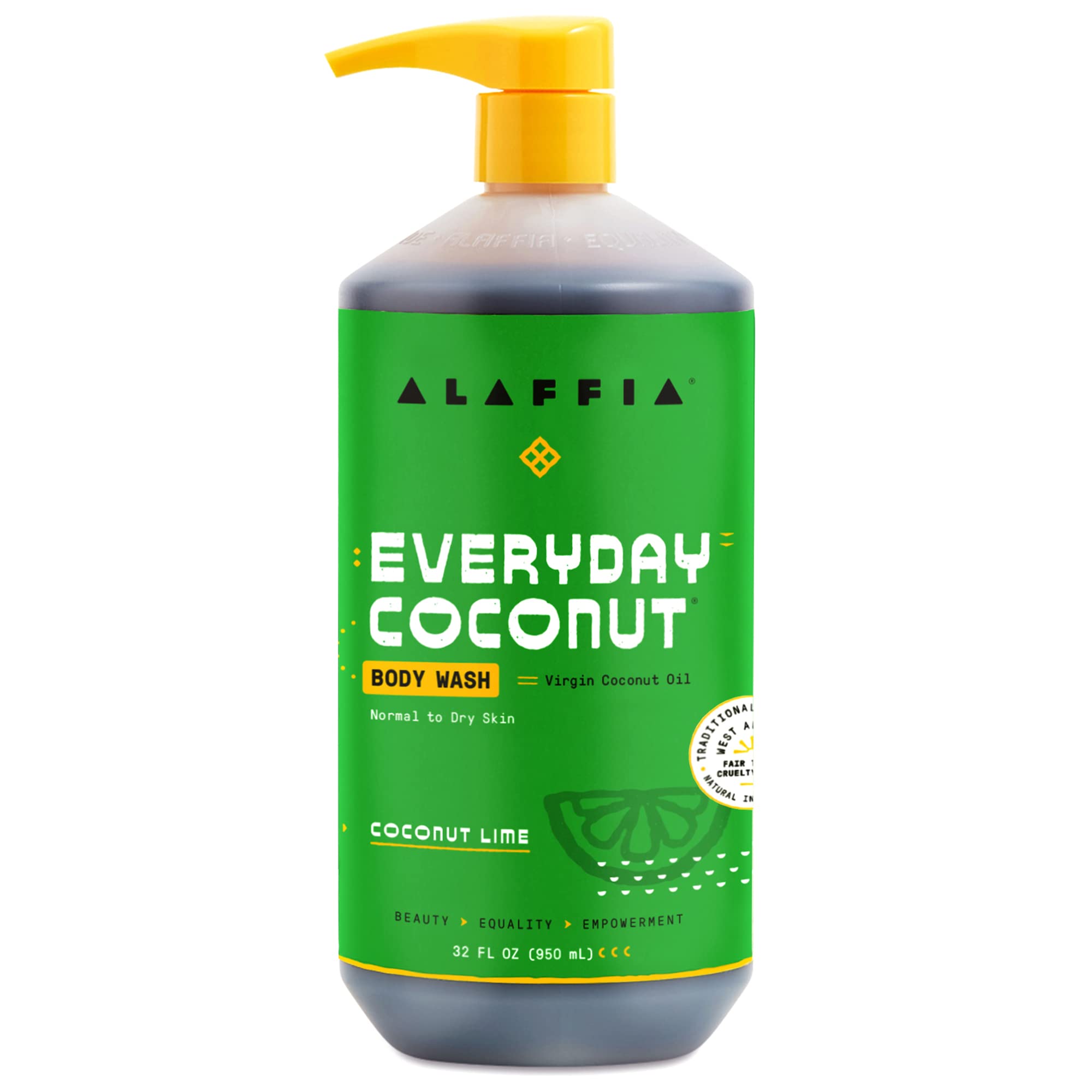 Alaffia EveryDay Coconut Body Wash - Normal to Dry Skin, Helps Gently Moisturize and Cleanse Toxins and Grime, Fair Trade, Cocon