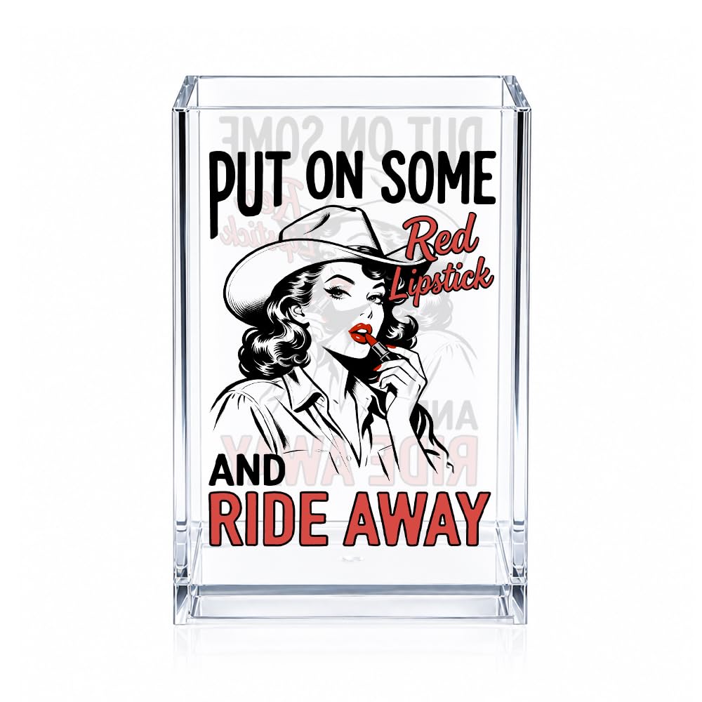 Xipromi Put On Some Red Lipstick And Ride Away Acrylic Cosmetic Pen Holder