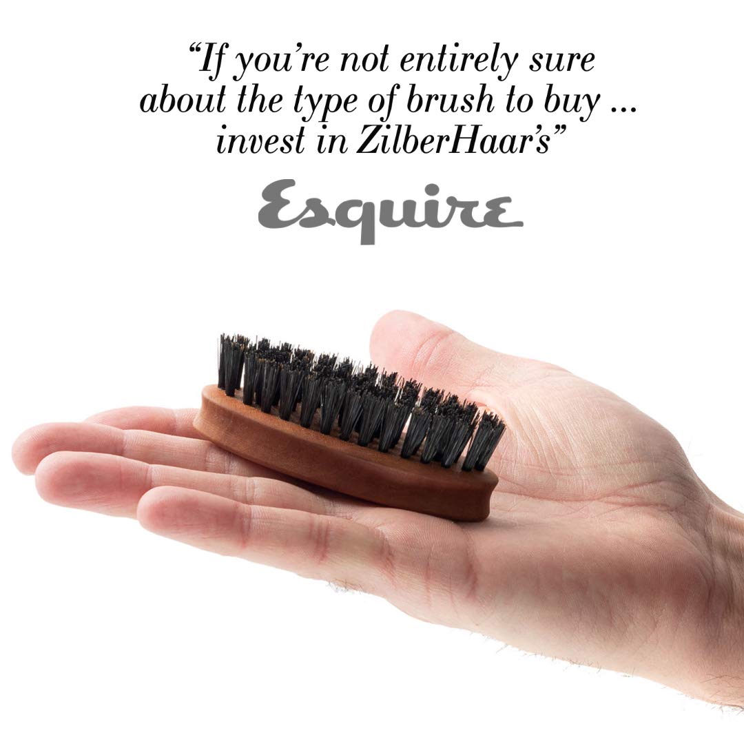 Zilberhaar - Pocket Mustache And Beard Brush - Soft Boar Bristles And Pearwood - Perfect Beard Grooming Tool For Men - Relieves