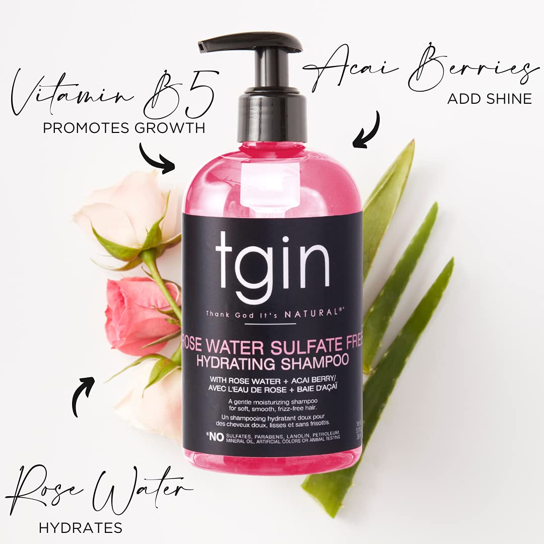 Thank God It'S Natural Tgin Rose Water Sulfate-Free Hydrating Shampoo For Curls - Waves - Protective Styles - Low Porosity Hair