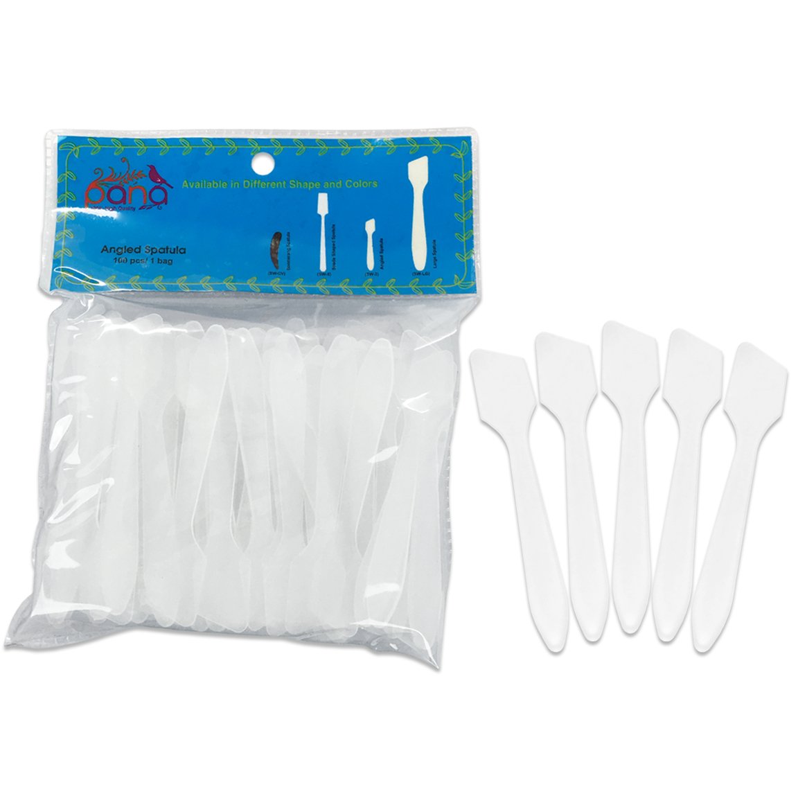 PANA USA 100 Pieces Disposable Makeup Frosted Tip Angled Spatula Cosmetic Skin Care Facial Cream Mask Spatula for Mixing and Sam