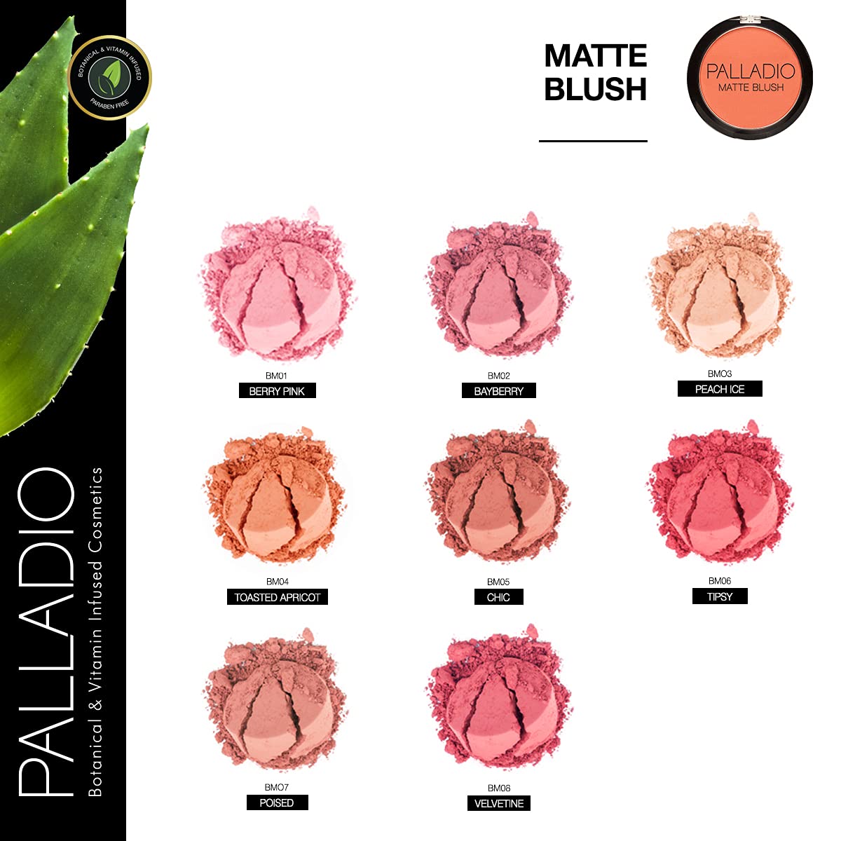 Palladio Matte Blush, Brushes Onto Cheeks Smoothly, Soft Matte Look And Even Finish, Flawless Velvety Coverage, Effortless Blend
