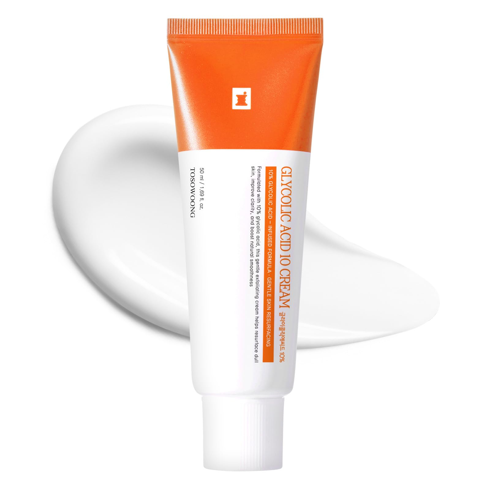 TOSOWOONG Glycolic Acid 10% Cream, AHA Exfoliator, Skin Smoothing Cream for Bumpy Skin, Dark Spot, Wrinkles, Fine Lines with Pan