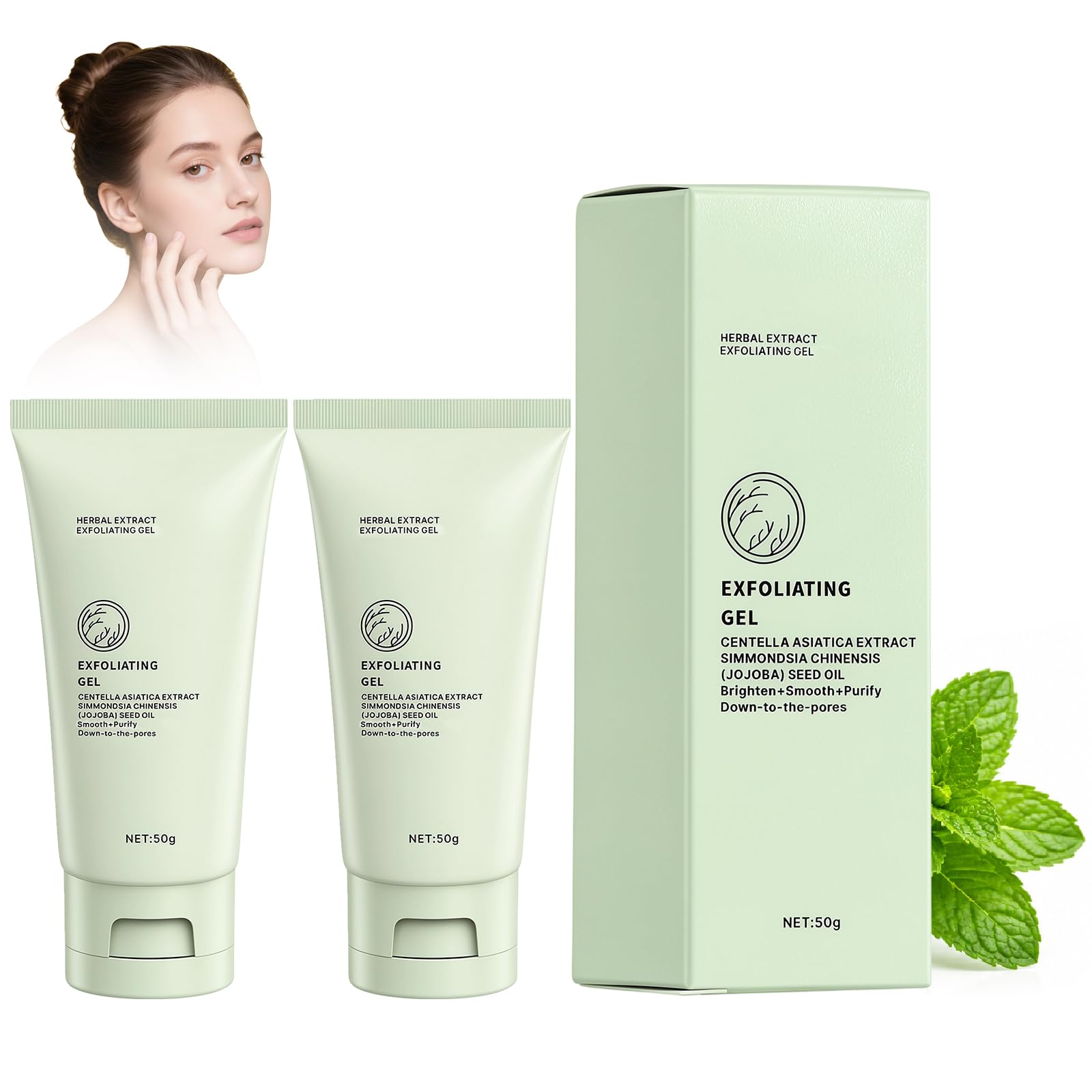 2Pcs Herbal Exfoliating Gel, Gentle Facial Scrub that Hydrating Formula for Smoother Skin, Exfoliating Gel, Deep Cleansing Face 