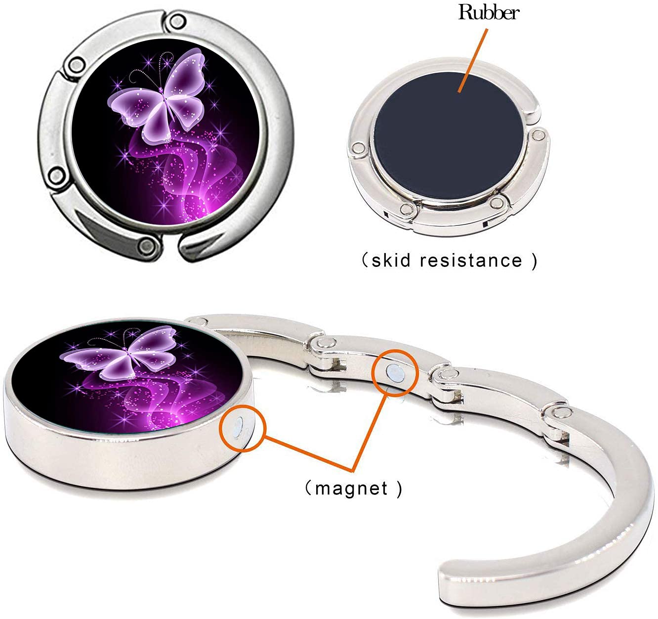 Foldable Purse Hook Womens Bag Table Hanger Collection Desk Hooks for Purse (3pack Butterfly-Hook)