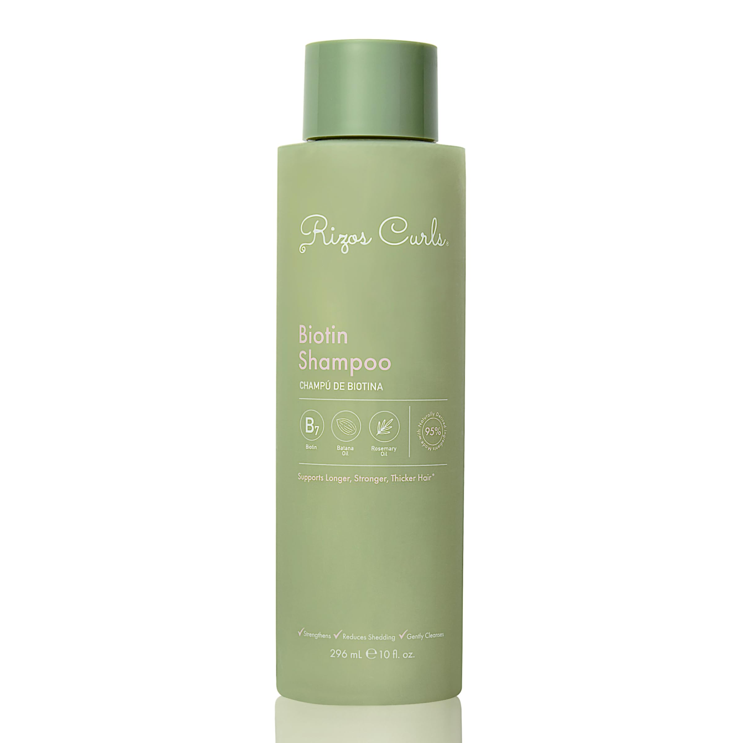 Rizos Curls Biotin Shampoo, Gently Cleanse & Nourish, Rosemary Oil & Oat Protein for Longer and Stronger Hair, Hair is Fuller, S