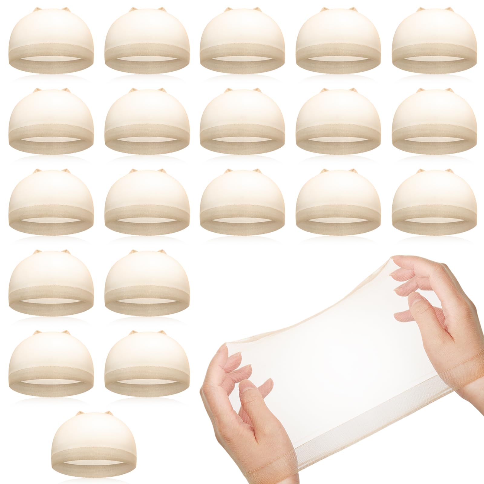 Smilco HD Wig Cap, 20 Pcs Light Brown Ultra Thin Wig Caps, Nylon Stretchy Stocking Cap for Lace Front Wig, Transparent Invisible