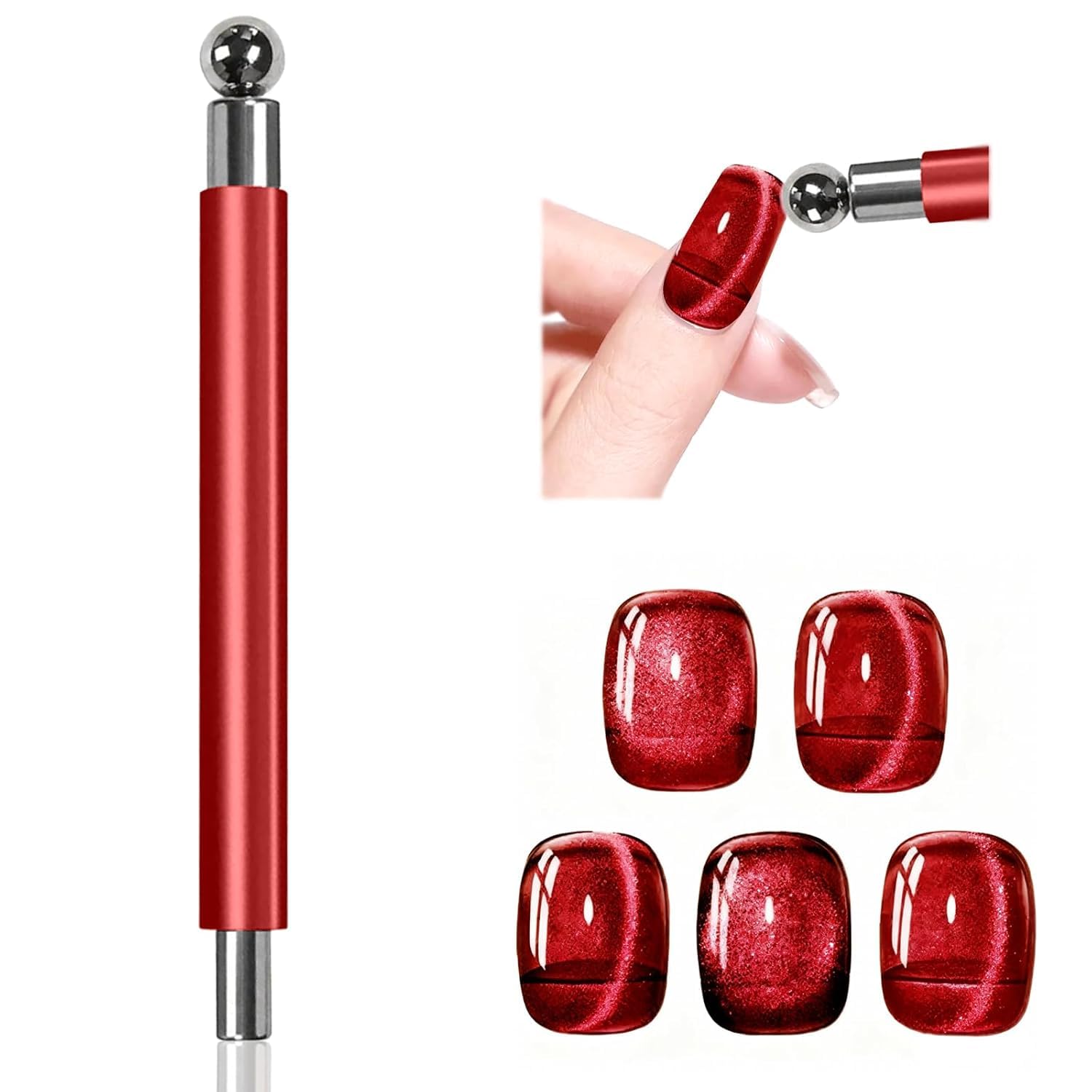 Thr3E Strokes Essentials Cat Eye Magnetic For Nails DoubleHead Nail Magnet Sturdy Cat Eye Magnet For Nails With Round Magnetic 