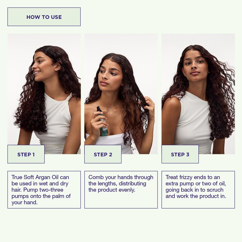 Maria Nila True Soft, Argan Oil 3.4 Fl Oz, For Dry Hair, Easily absorbed, Remoisturises & Reduces Frizz, 100% Vegan & Sulfate/Pa