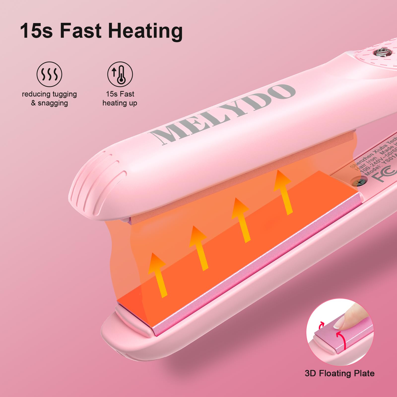 MELYDO Mini Portable Flat Iron, 0.7 Inch Dual Voltage Travel Hair Straightener - Small Flat Irons Hair Straightener for Short Ha