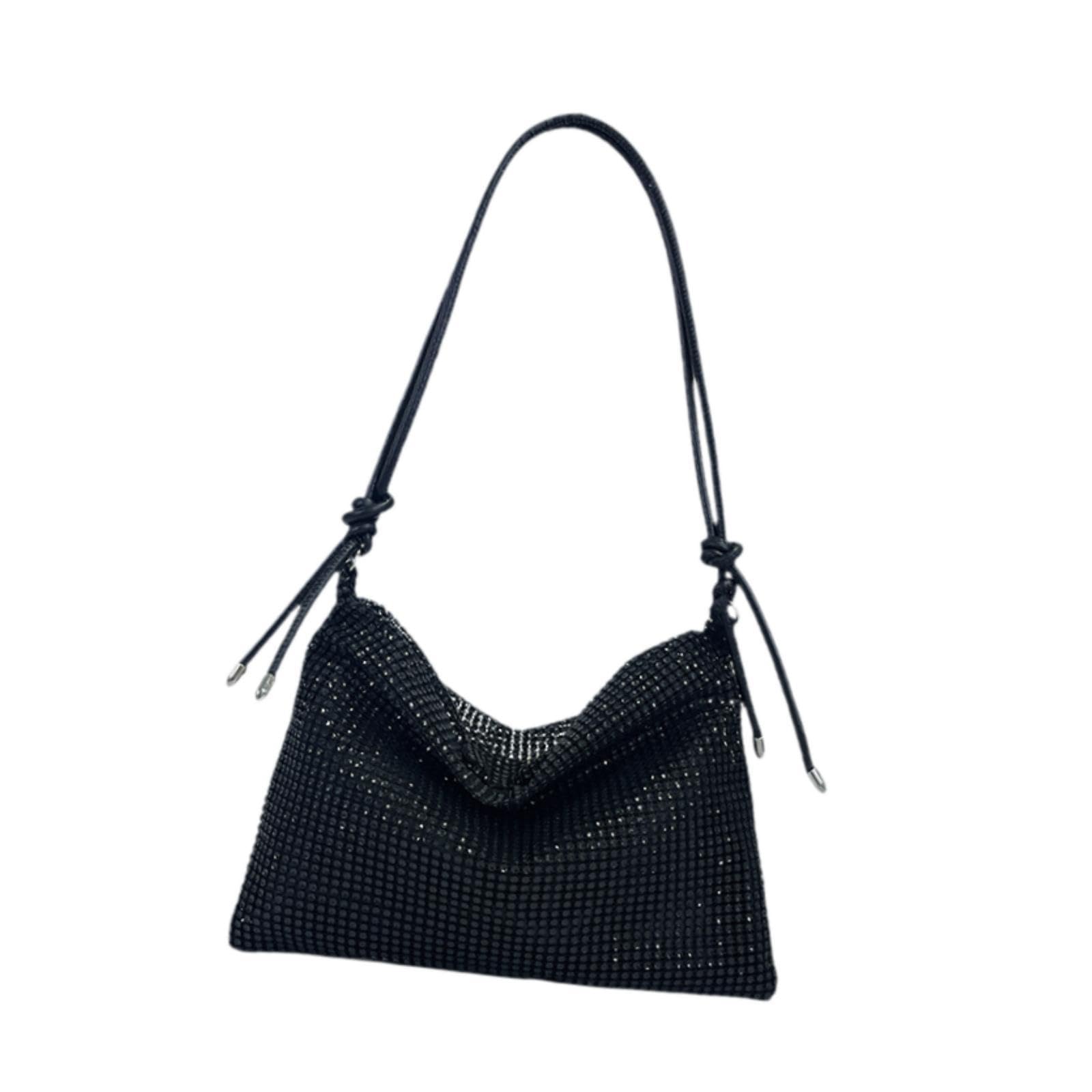 Atorse Rhinestone Purse For Women Commute Bag Handbag Vacation Stylish Shoulder Bag Black