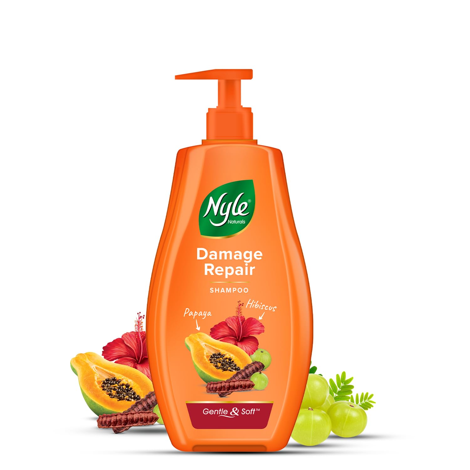 Nyle Naturals Damage Repair Anti Hairfall Shampoo, With Shikakai And Hibiscus, Gentle And Soft Shampoo, Ph Balanced And Paraben 